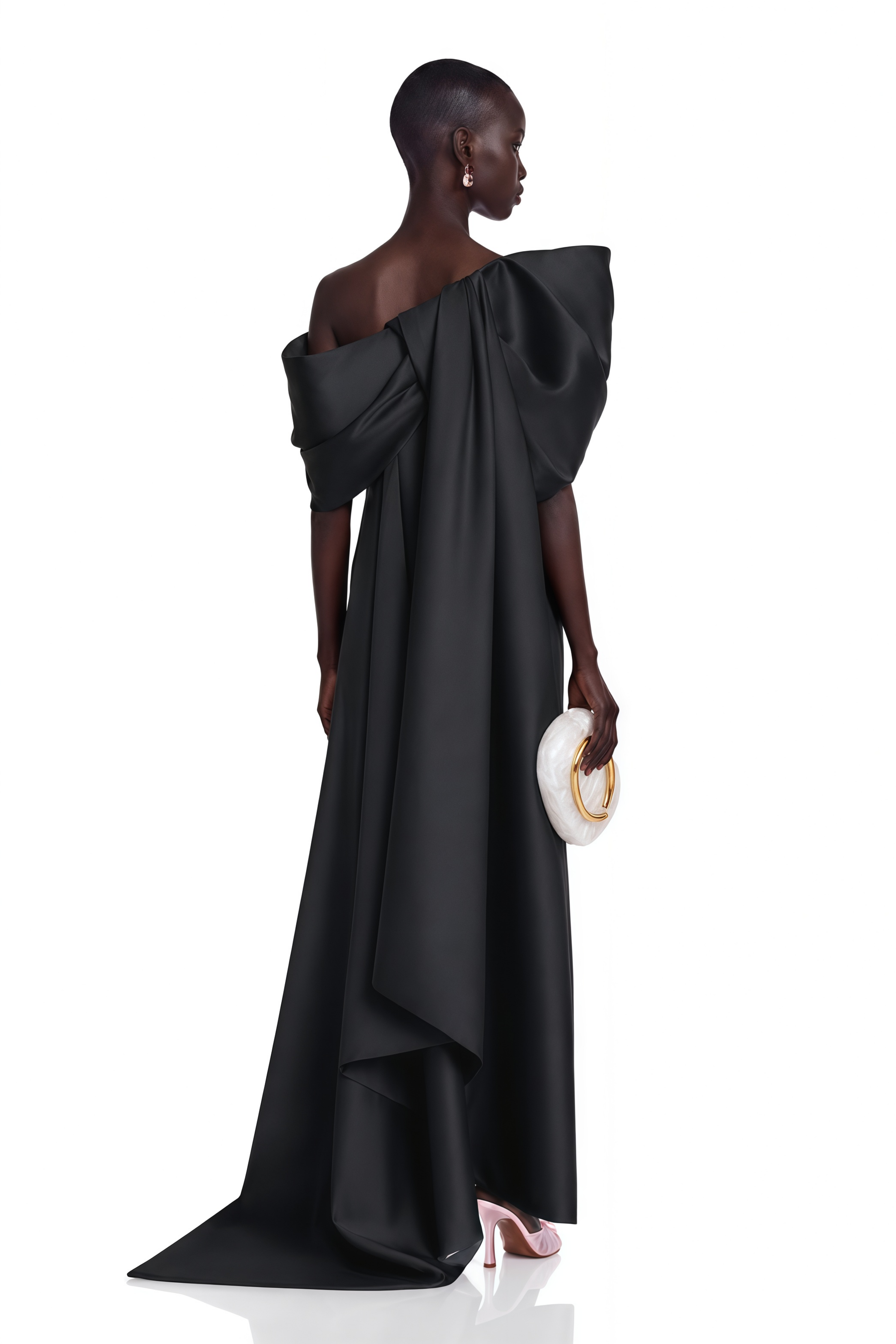 Martina Black One Shoulder Maxi Dress with Bow Detail