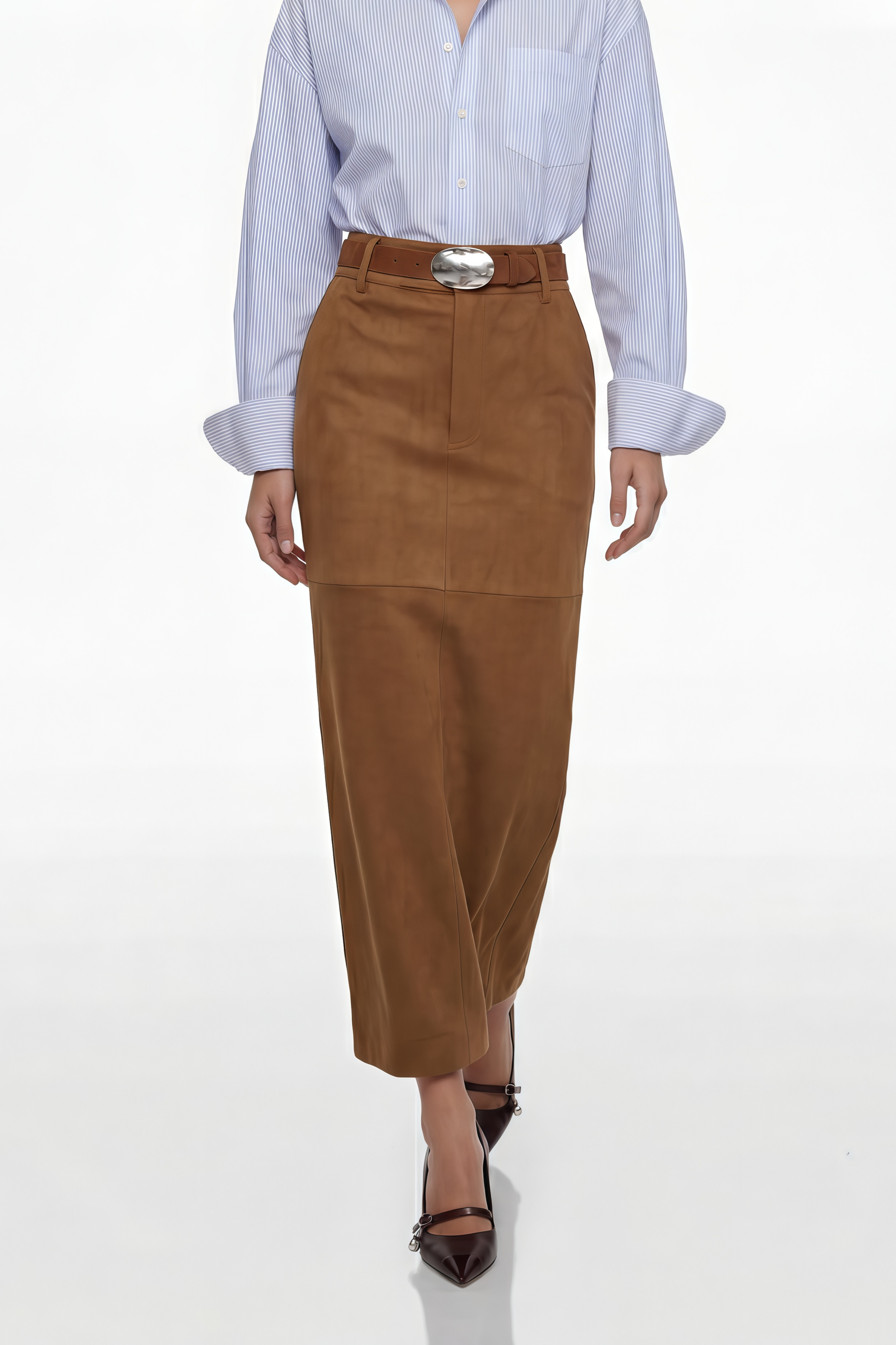 تنورة ماتيلدا براون من الجلد الصناعي