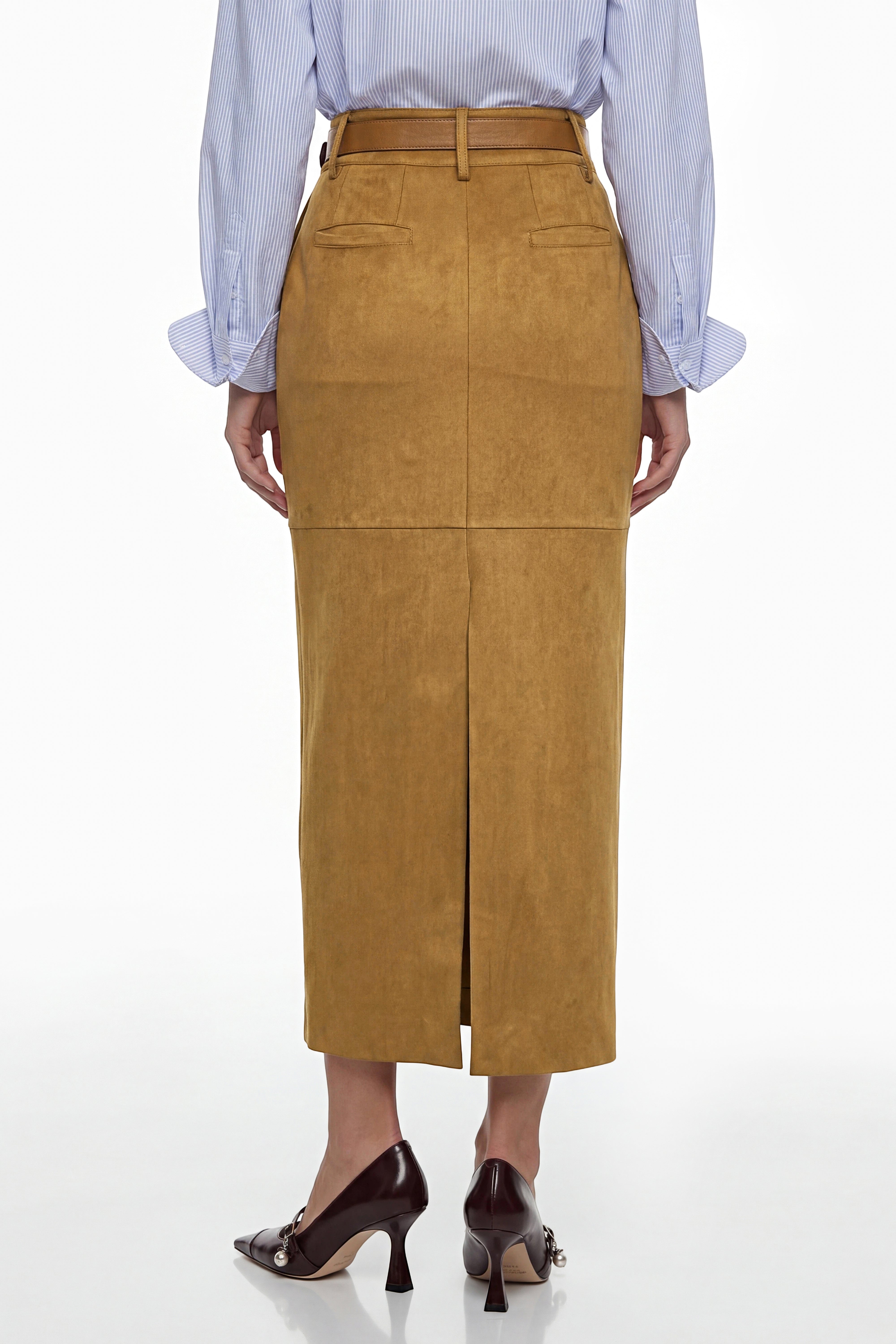 Matilda Brown Faux Suede Skirt