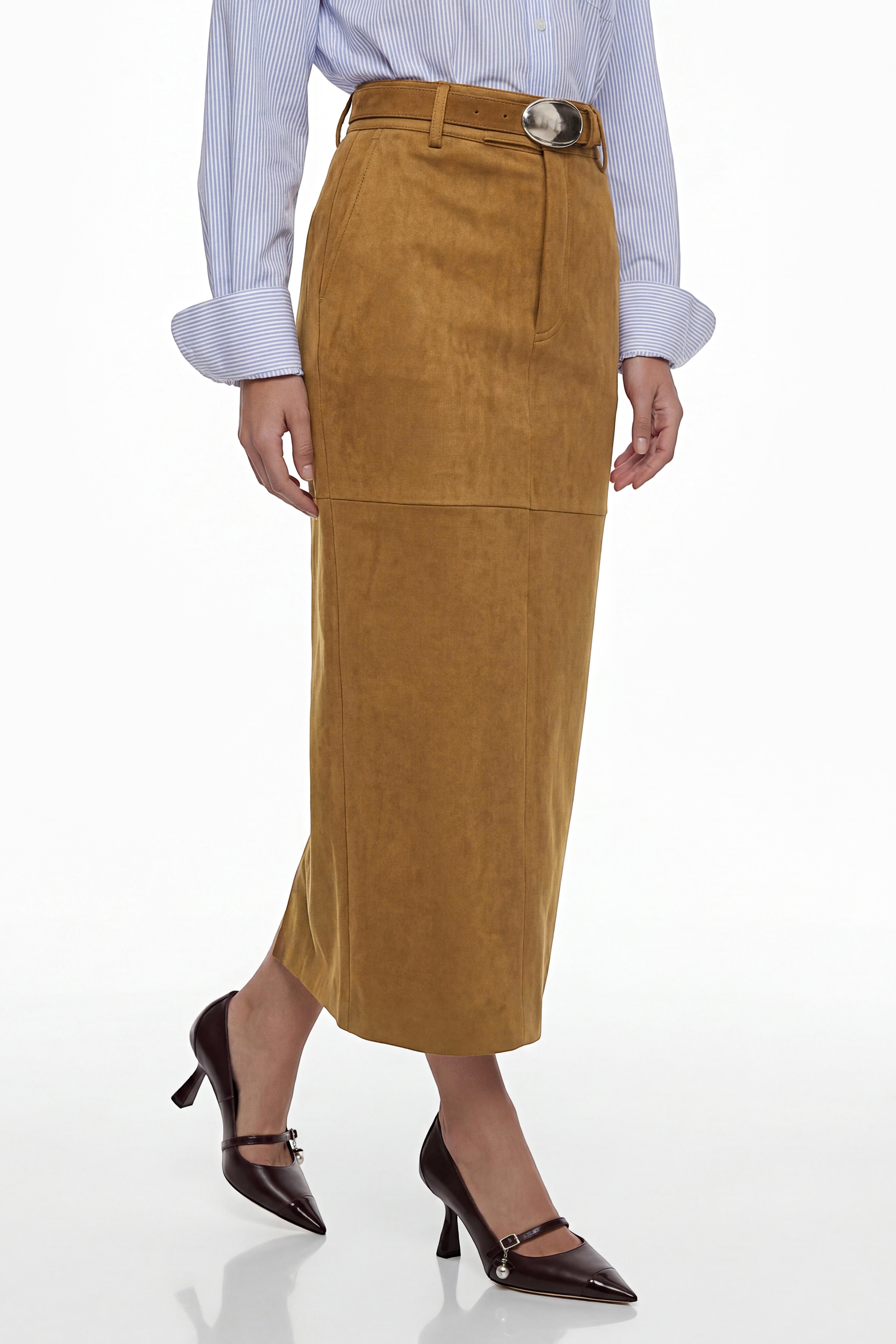 Matilda Brown Faux Suede Skirt
