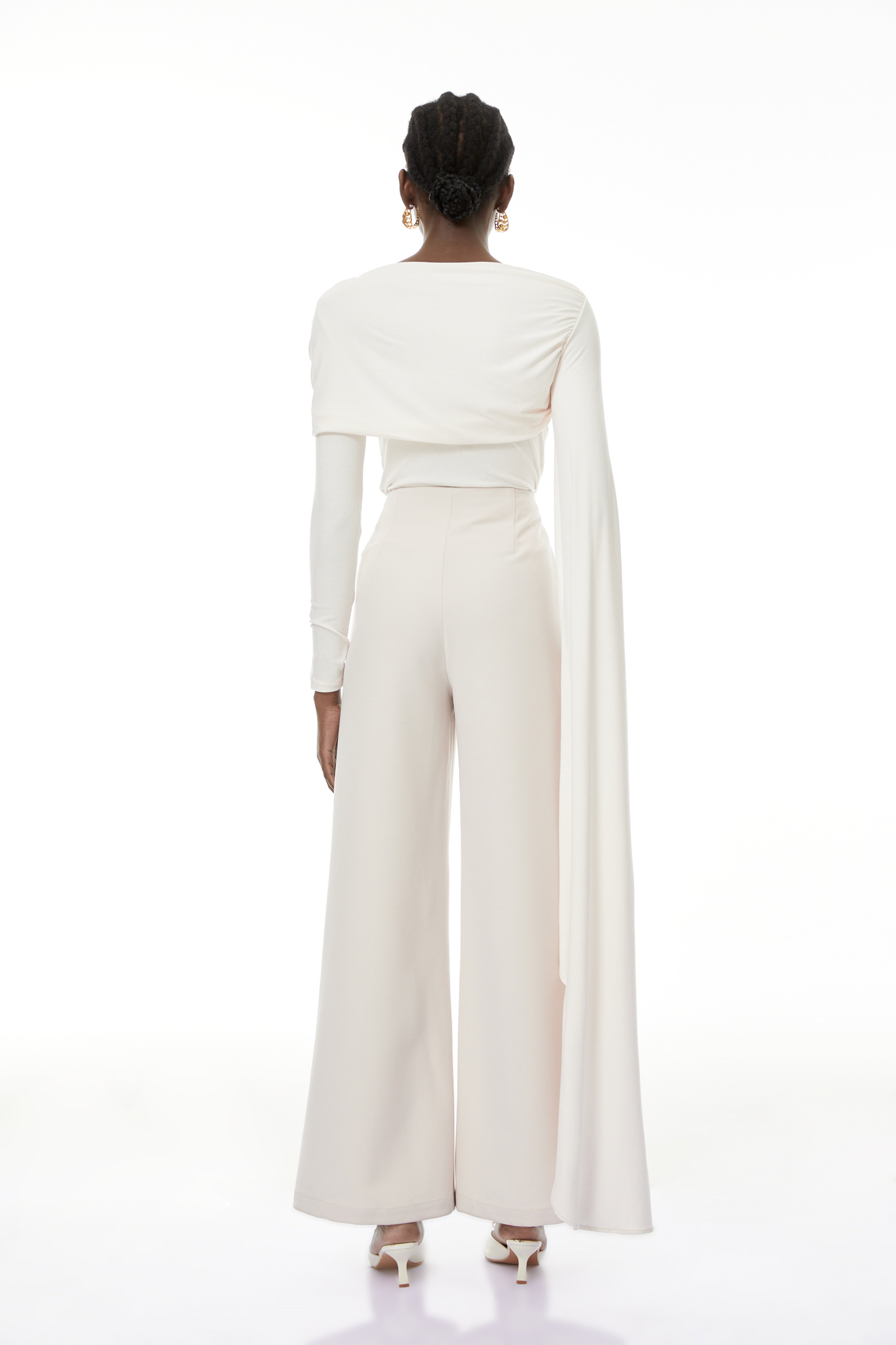 Mbali White Asymmetrical Top & Trouser Set