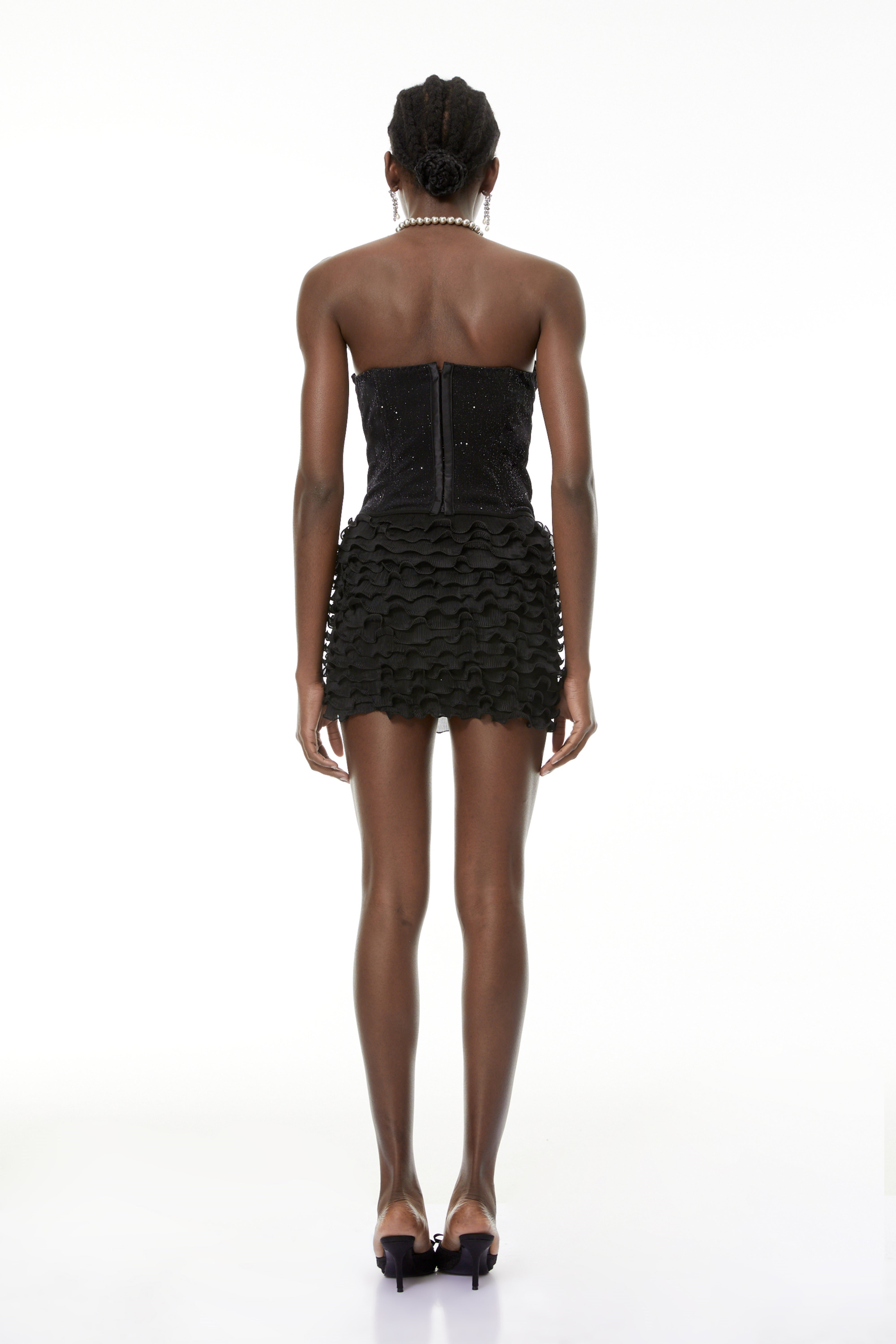 Melanie Black Sequin Lace Top & Skirt Set