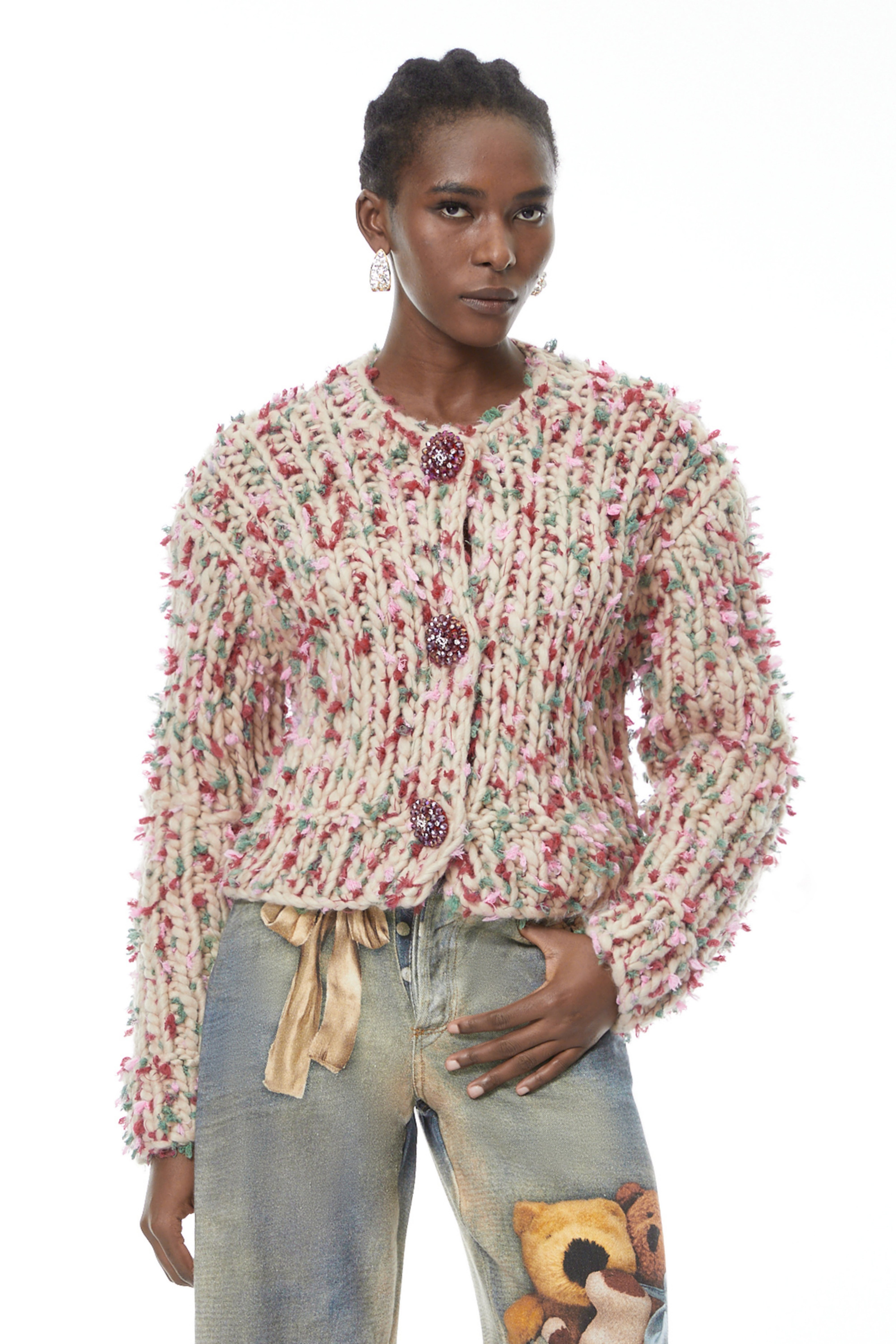 Mélisande Neutral Floral Knit Sweater