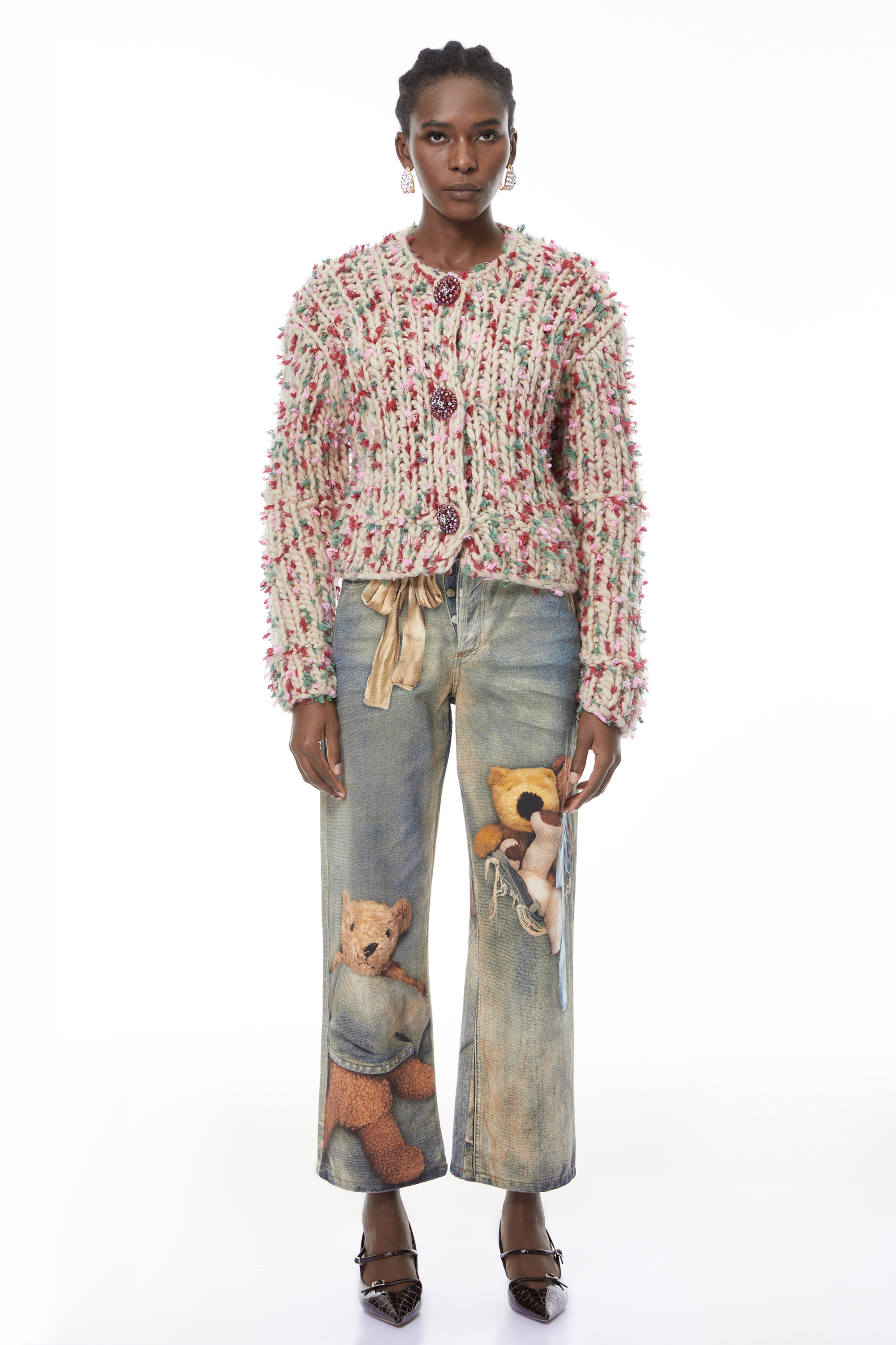 Mélisande Neutral Floral Knit Sweater