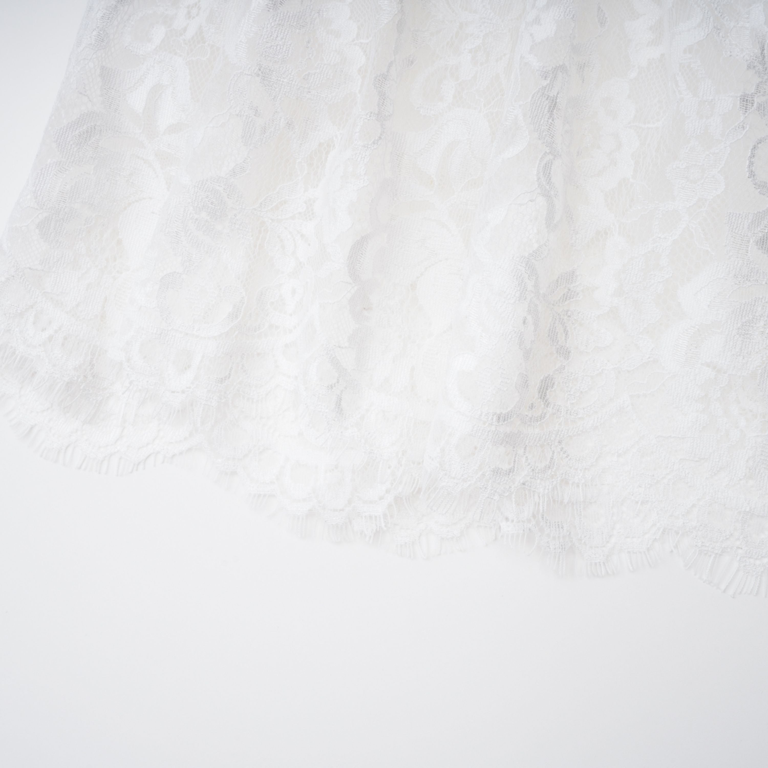 White Lace Gown with Detachable Skirt