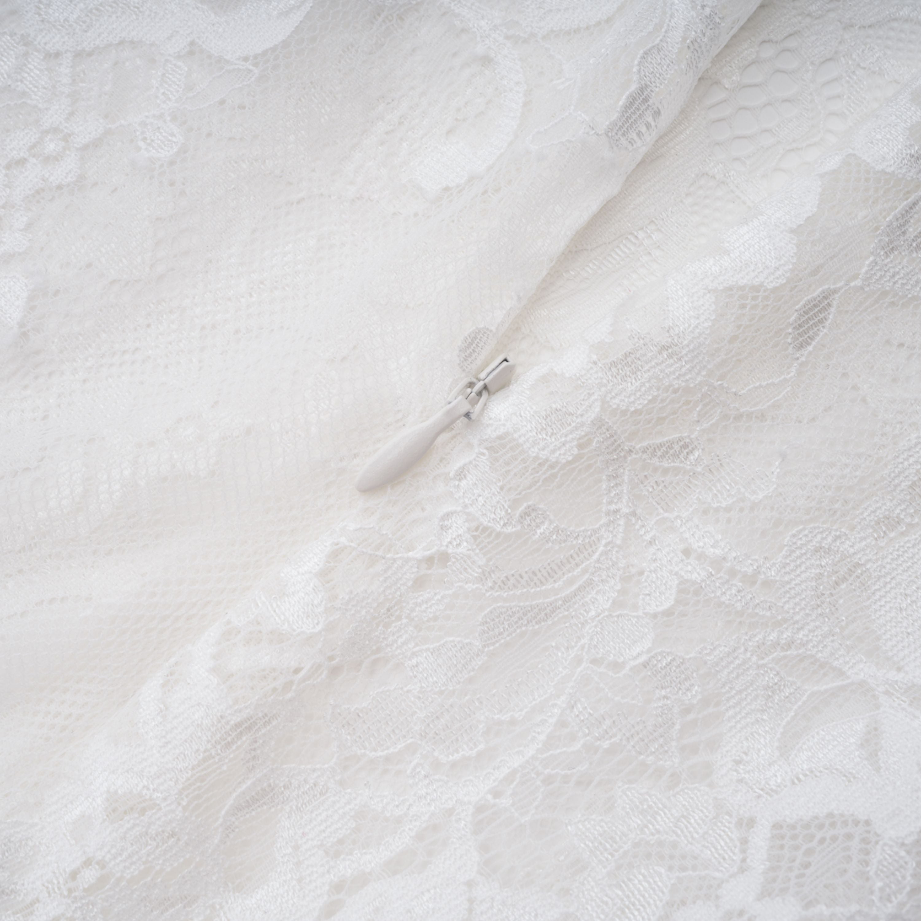 White Lace Gown with Detachable Skirt
