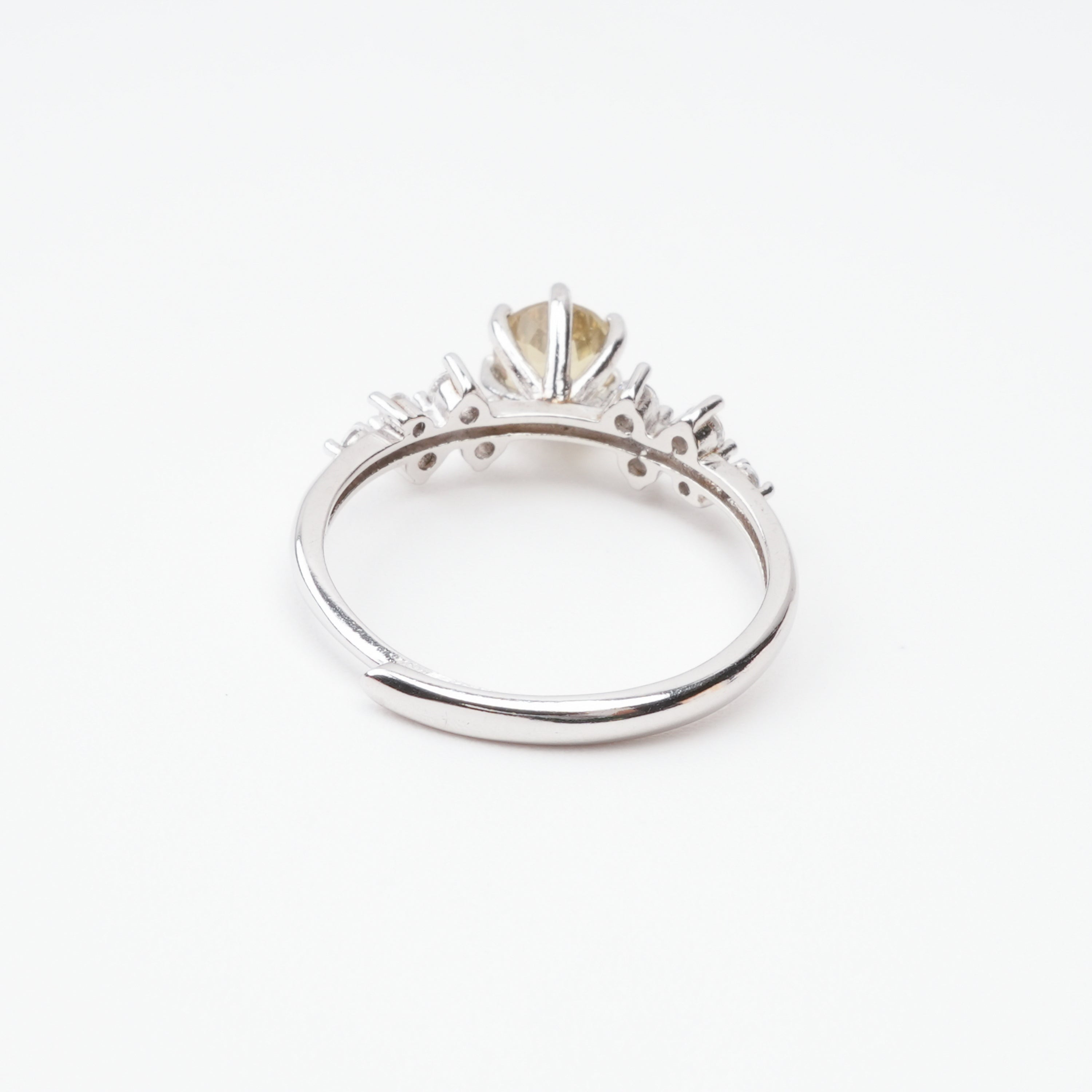 Mireille Olive Green Round Cut Cluster Sterling Silver Ring