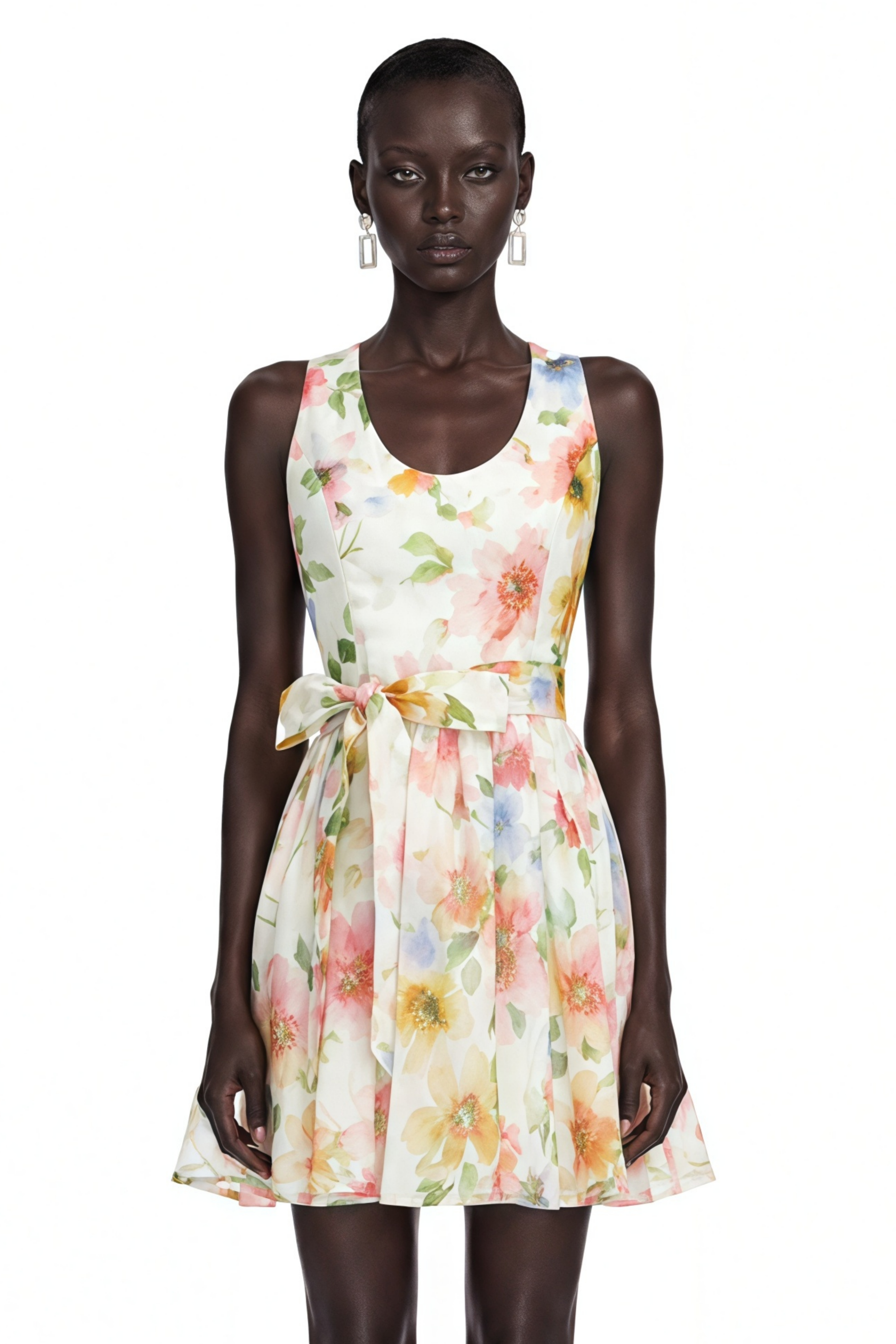 Nellie White Floral Print Mini Dress