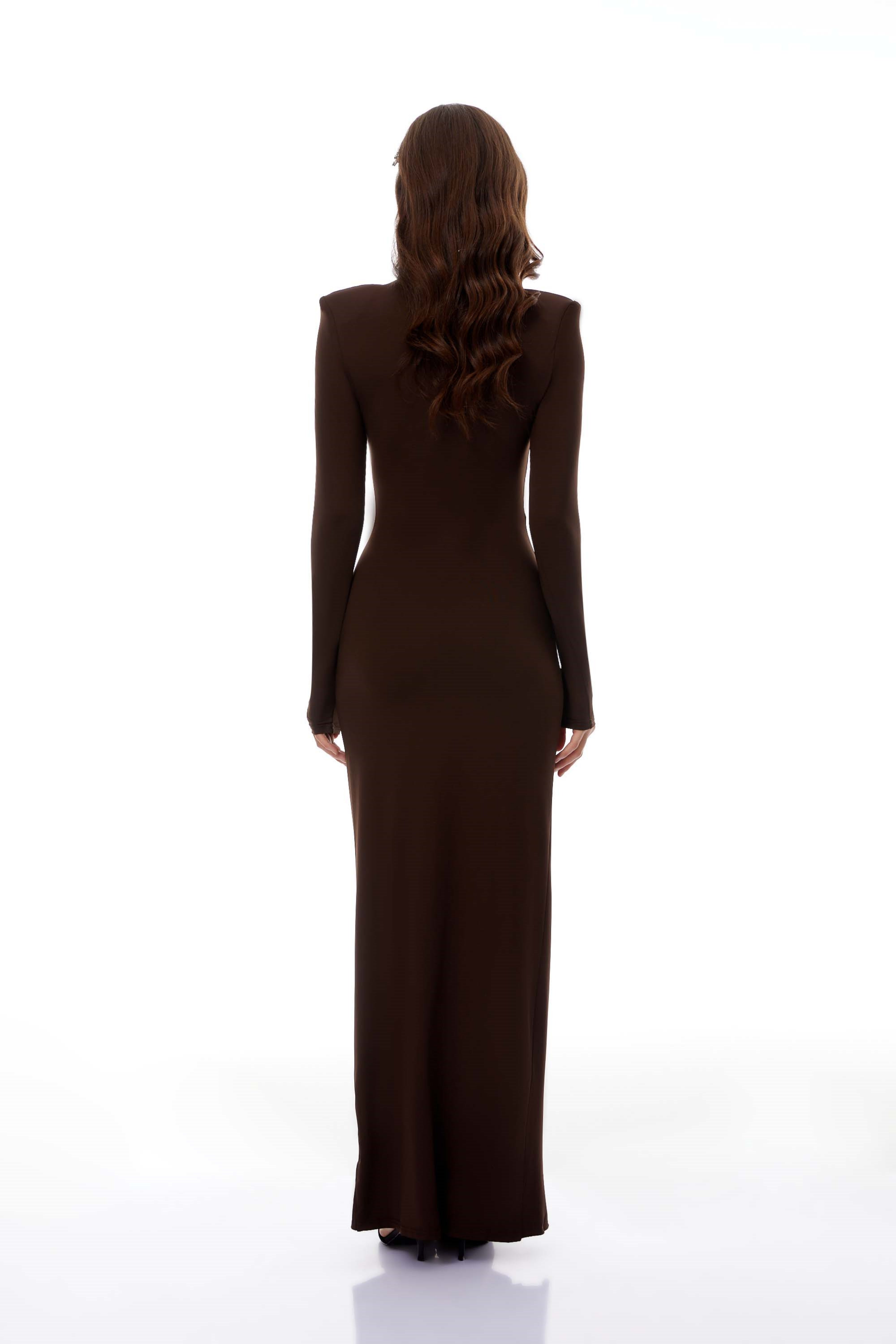 Turtleneck Side-Slit Maxi Dress