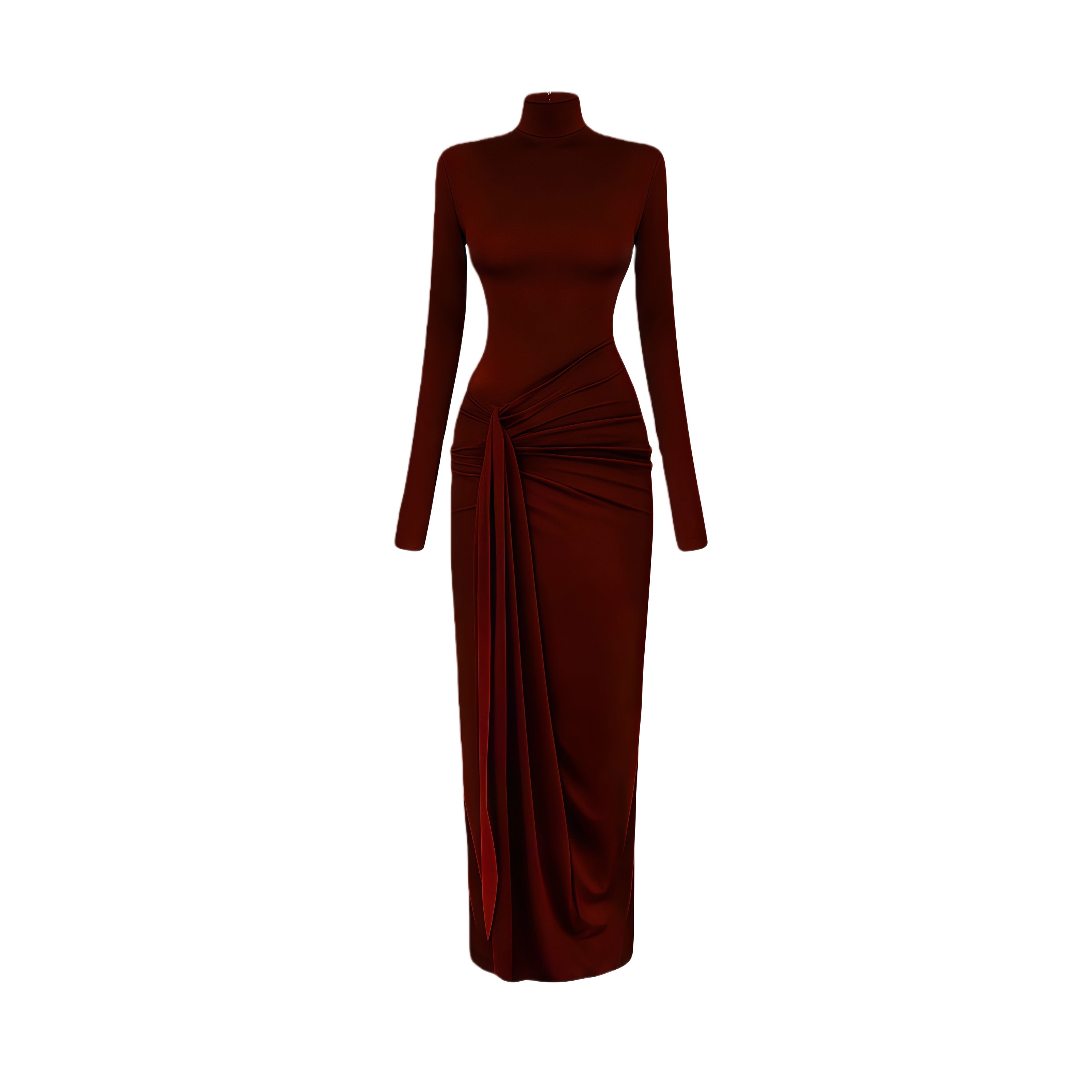 Neve Red High Neck Twist Knot Maxi Dress