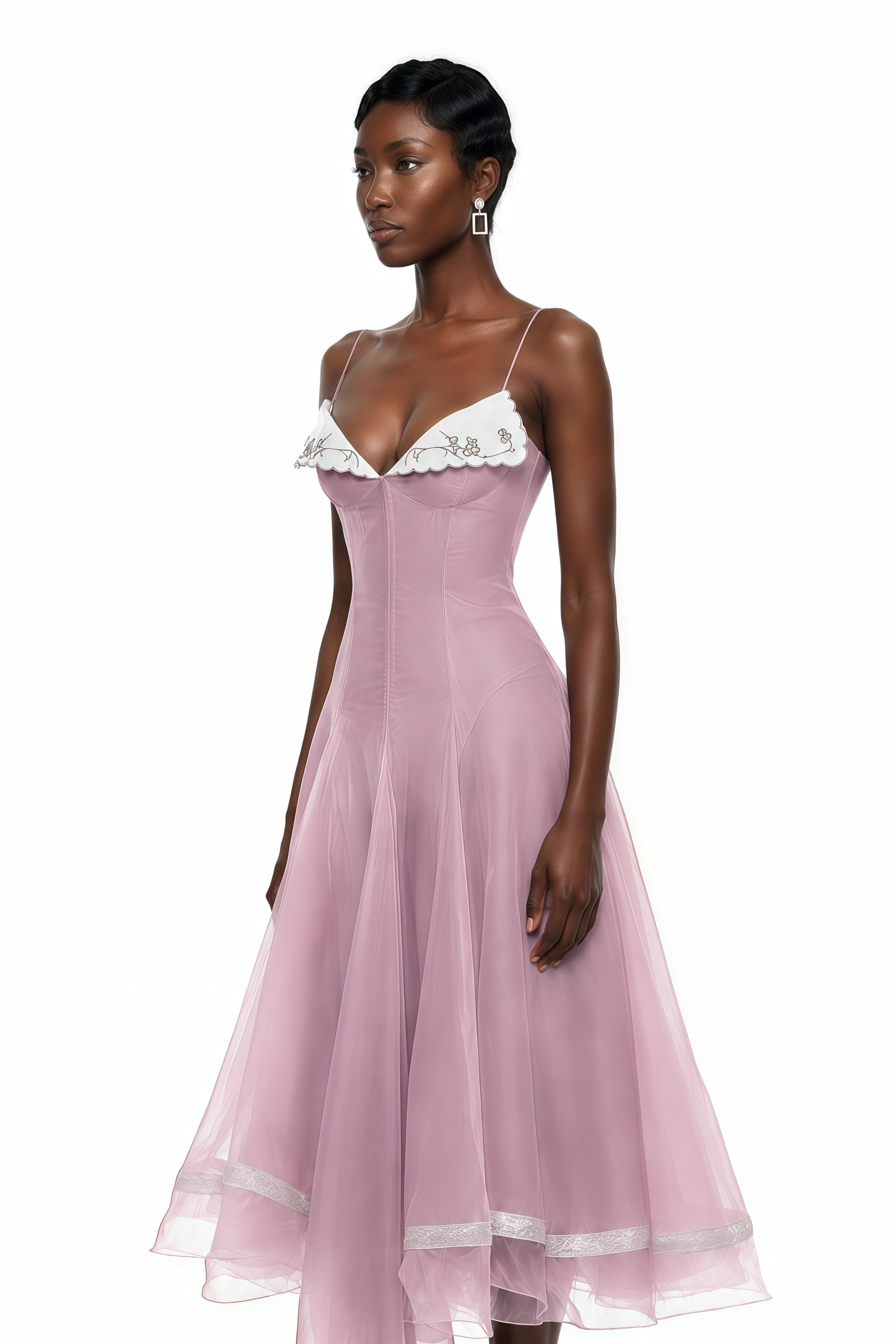 Nuria Pink Asymmetrical Midi Dress
