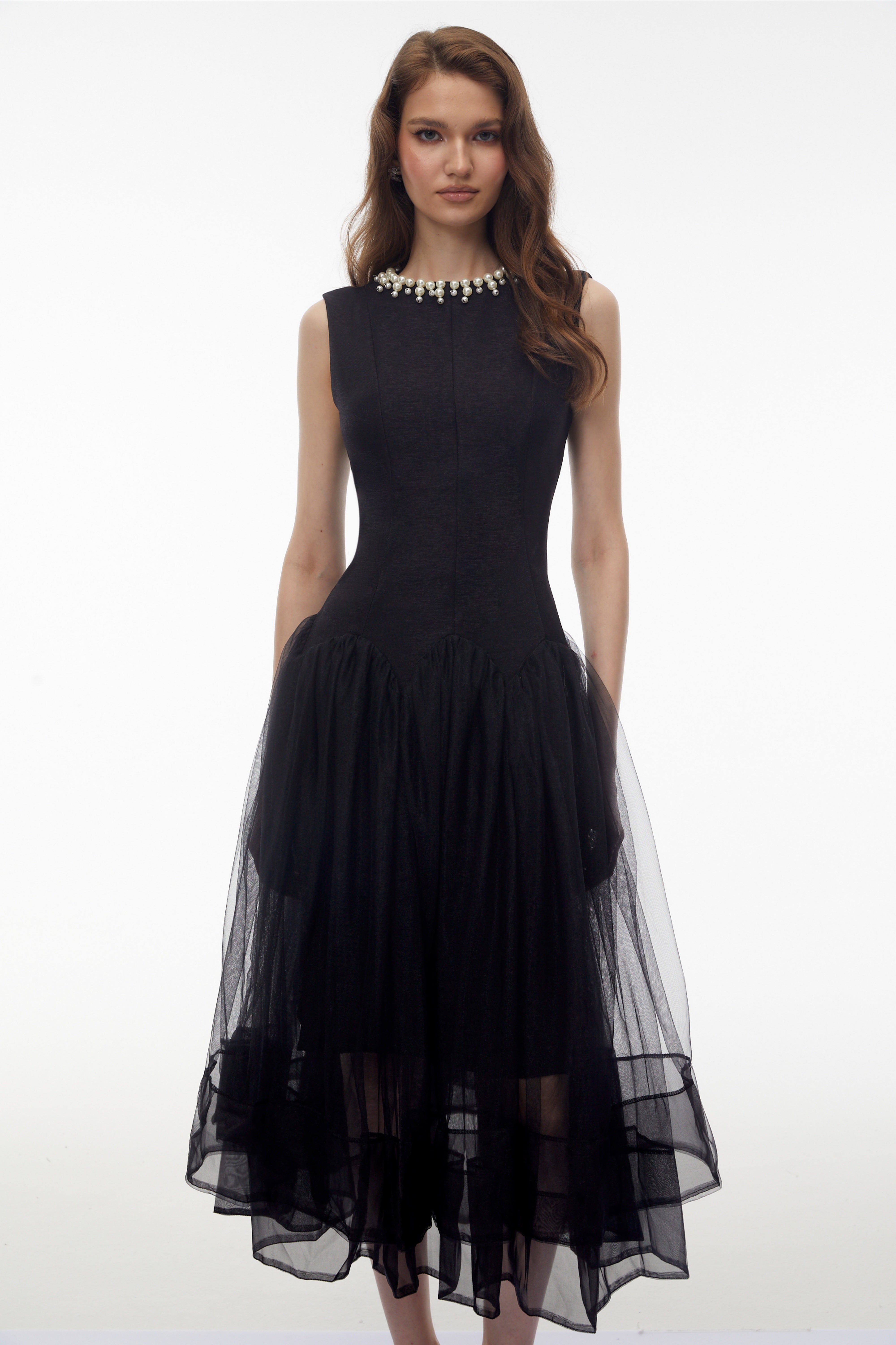 Ofra Black Pearl Plissee-Midi-Kleid