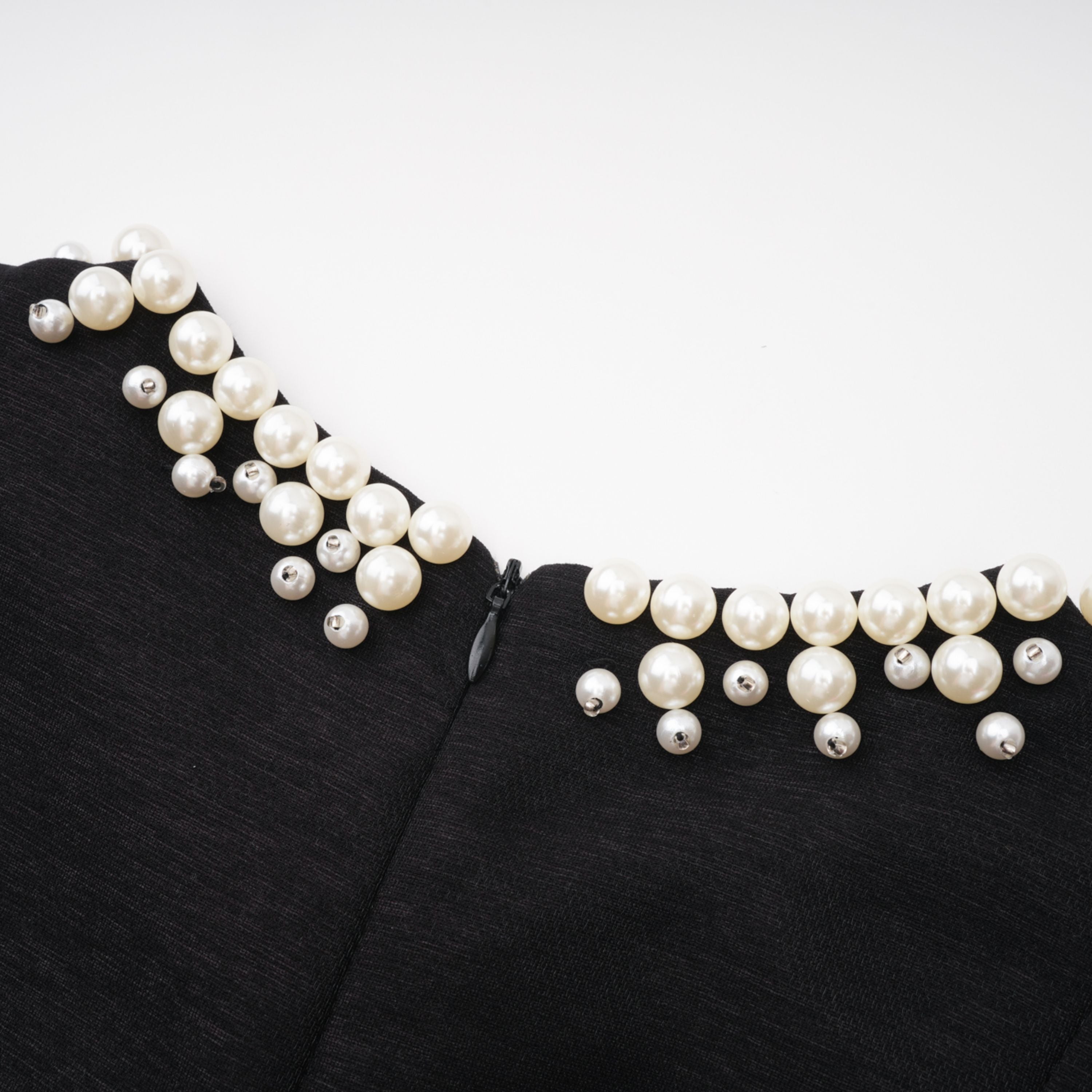 Ofra Black Pearl Pleated Midi Dress