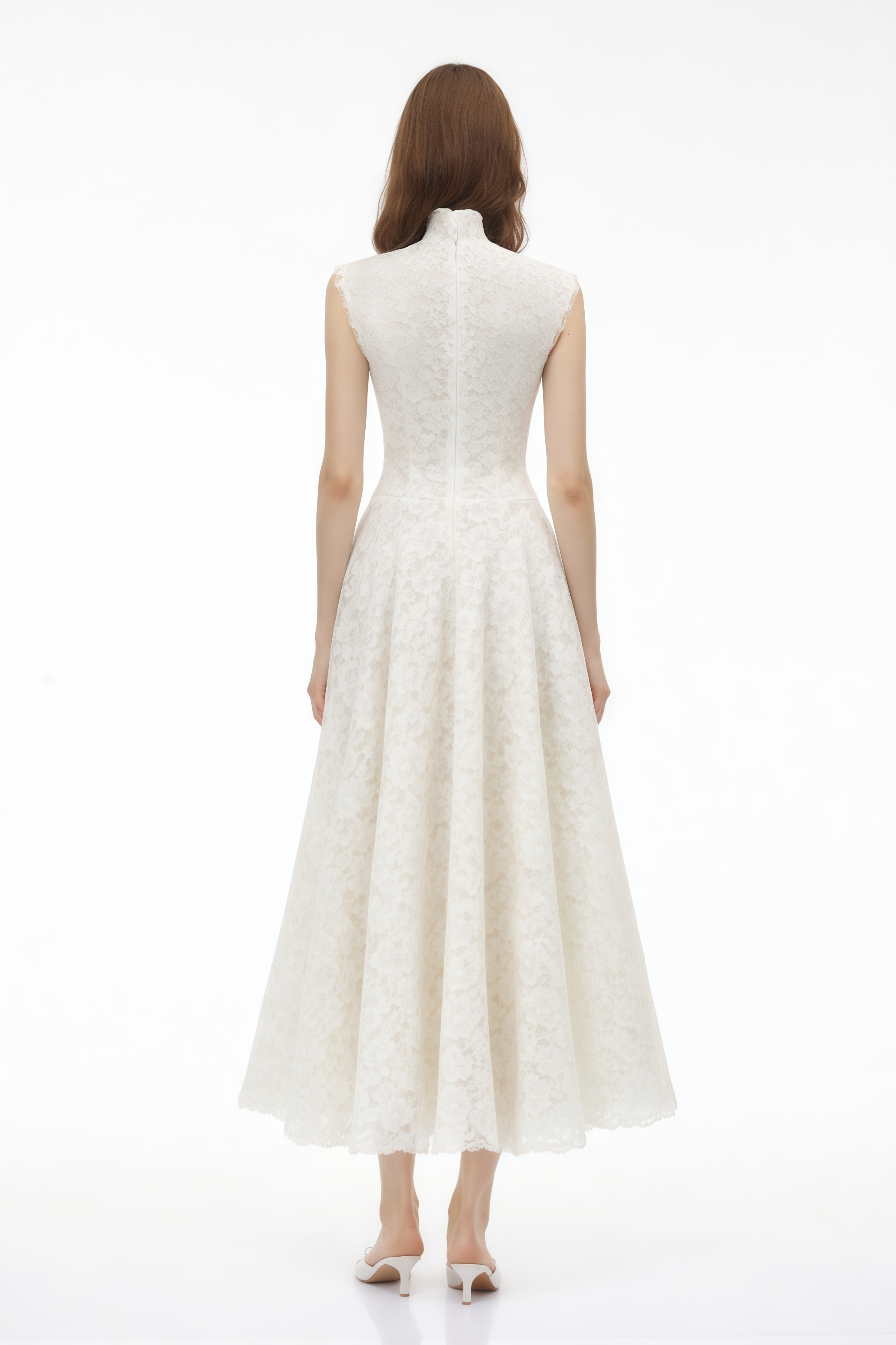 Oliana Ivory Lace Maxi Gown with Cap Sleeves