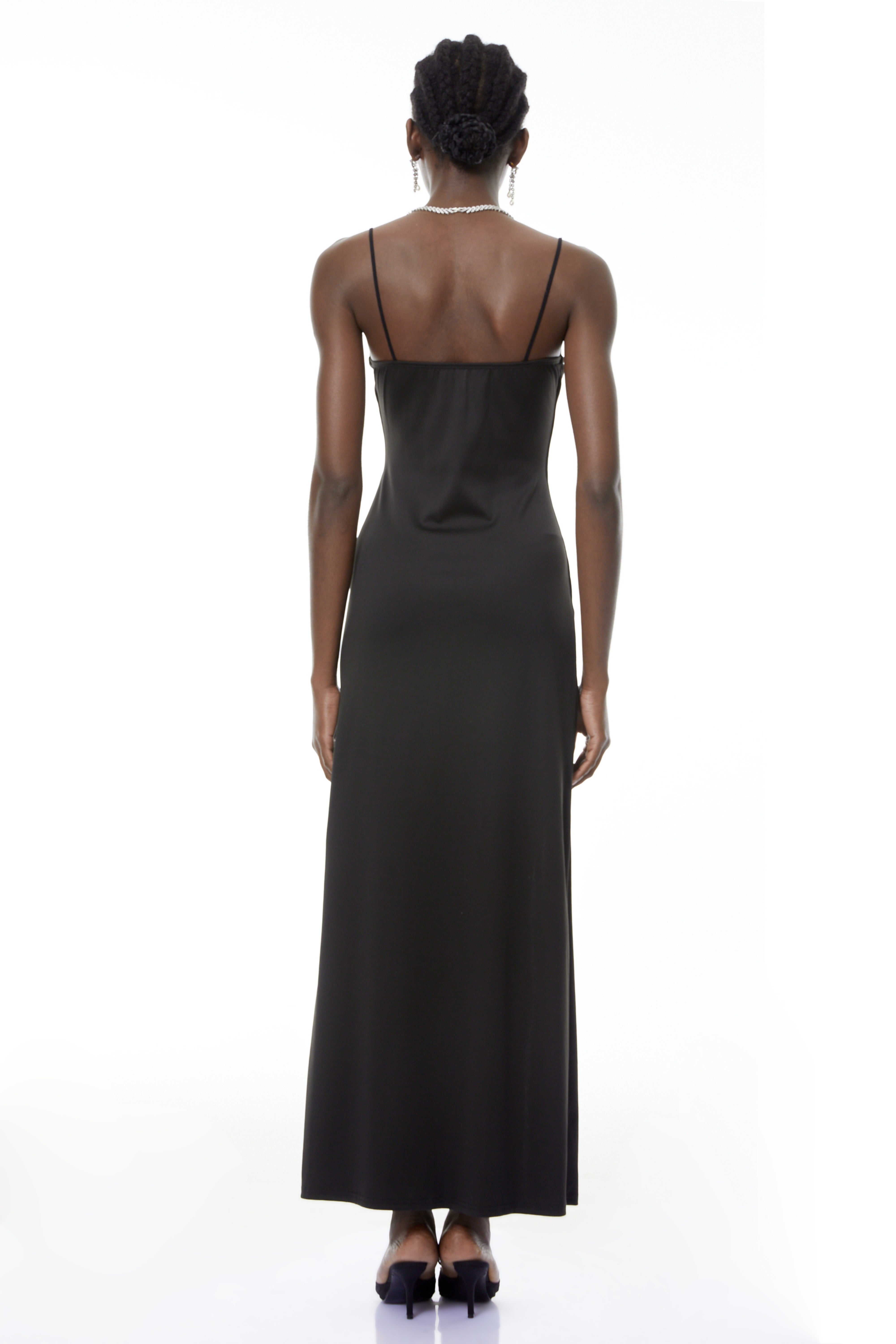 Oona Black Cut-Out Maxi Dress with High Slit