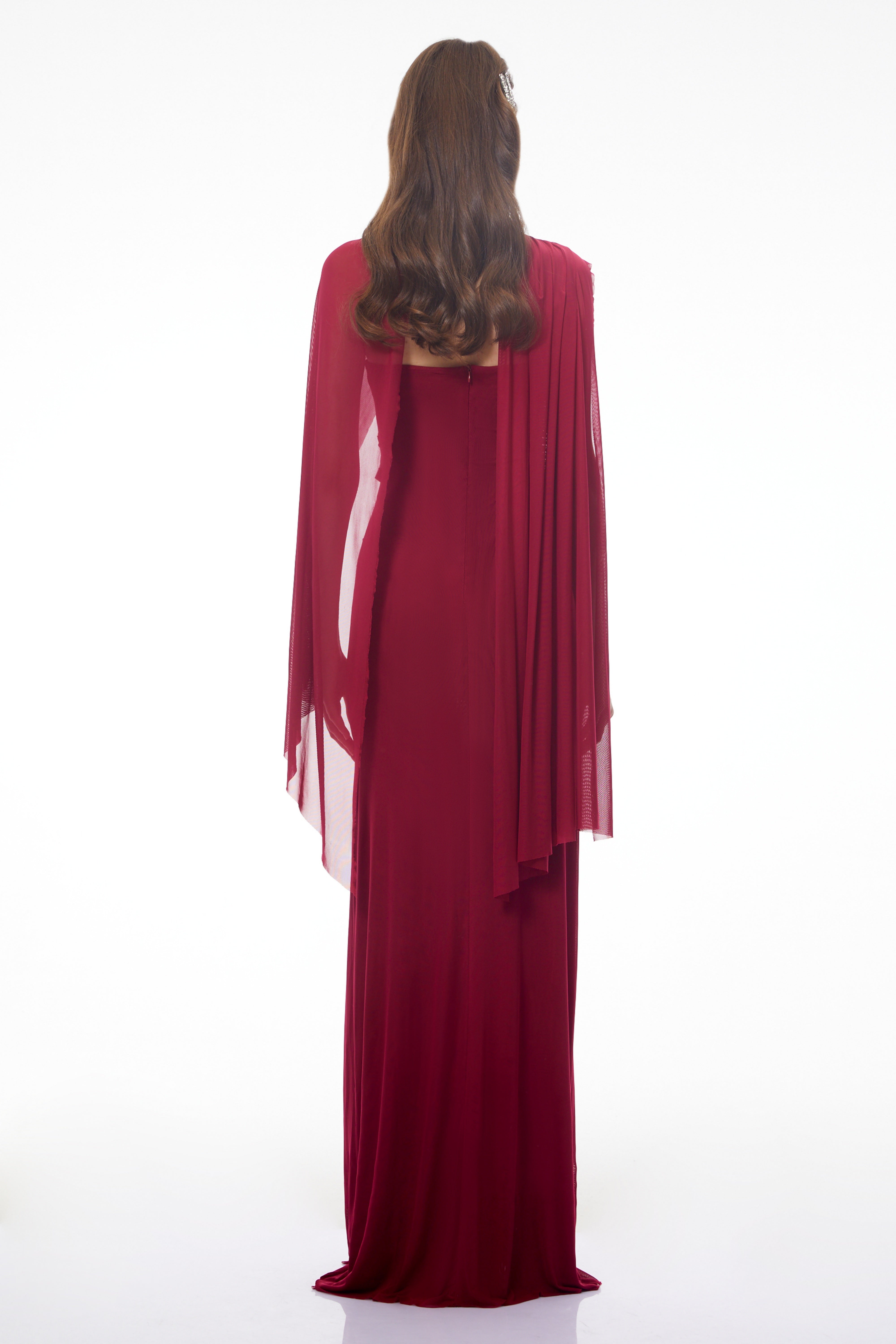 Ophelia Red Off Shoulder Ruched Maxi Dress