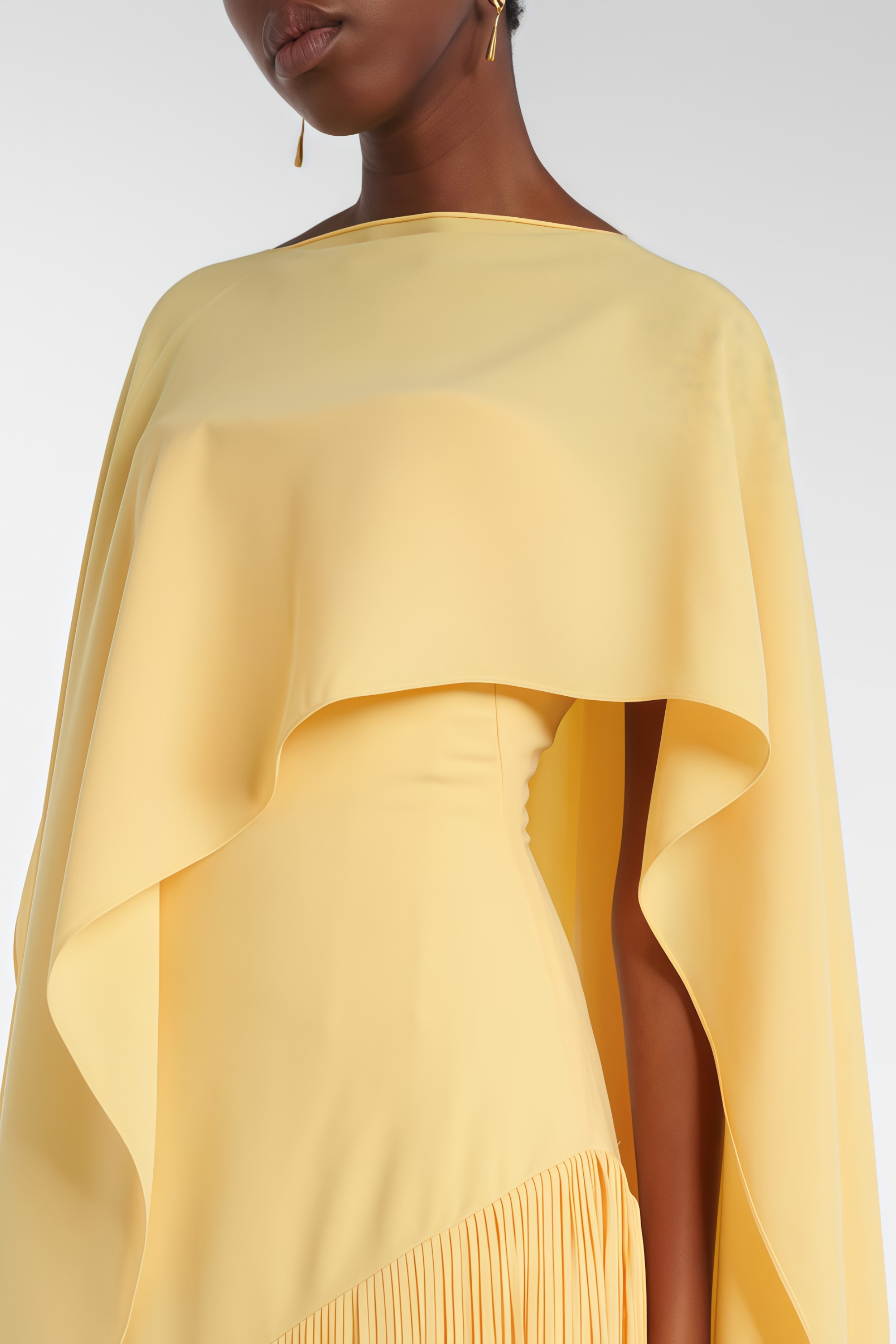 Yellow Caped Fringed Dress