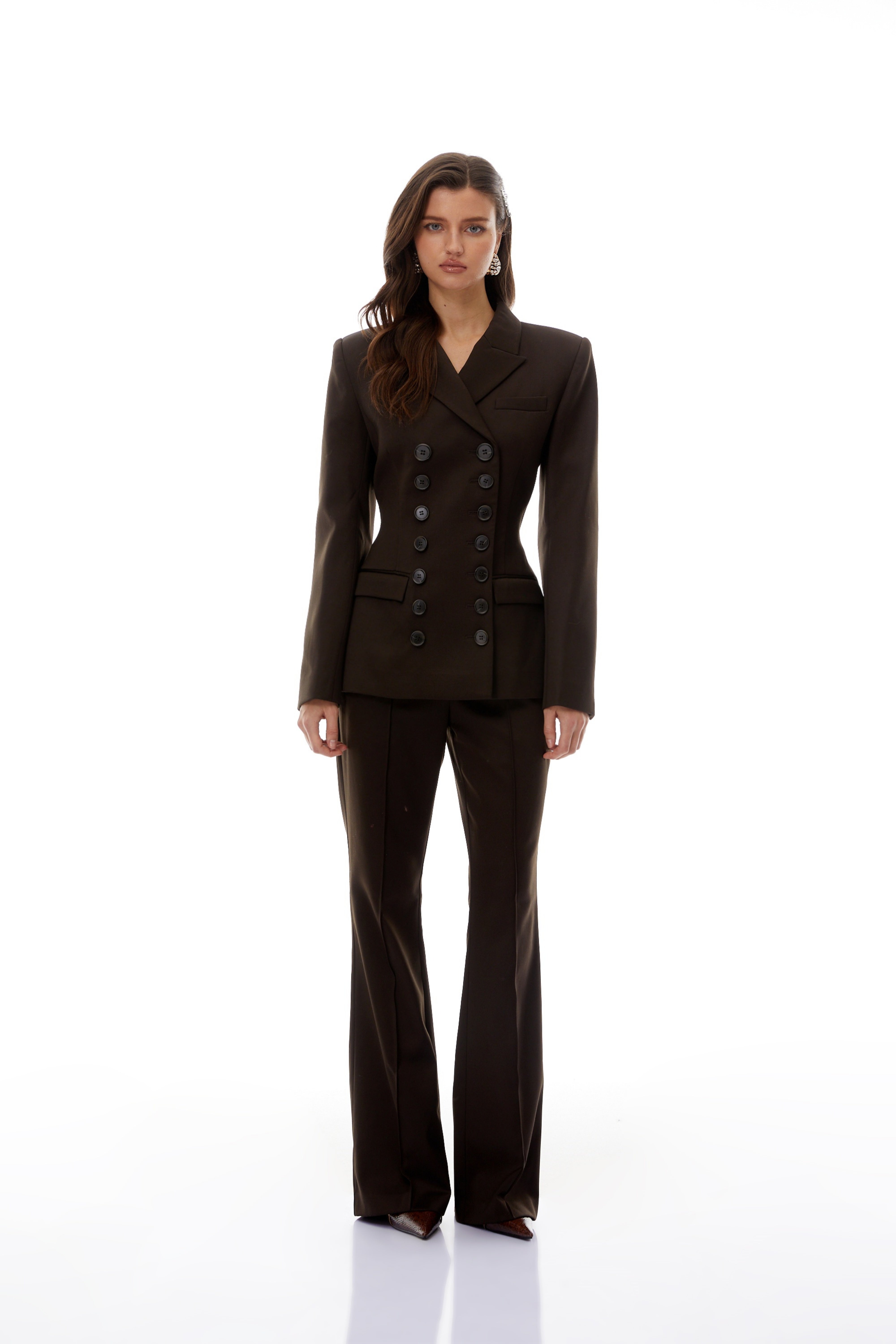 Ensemble blazer et pantalon à double boutonnage Paolo Brown (Vente définitive)