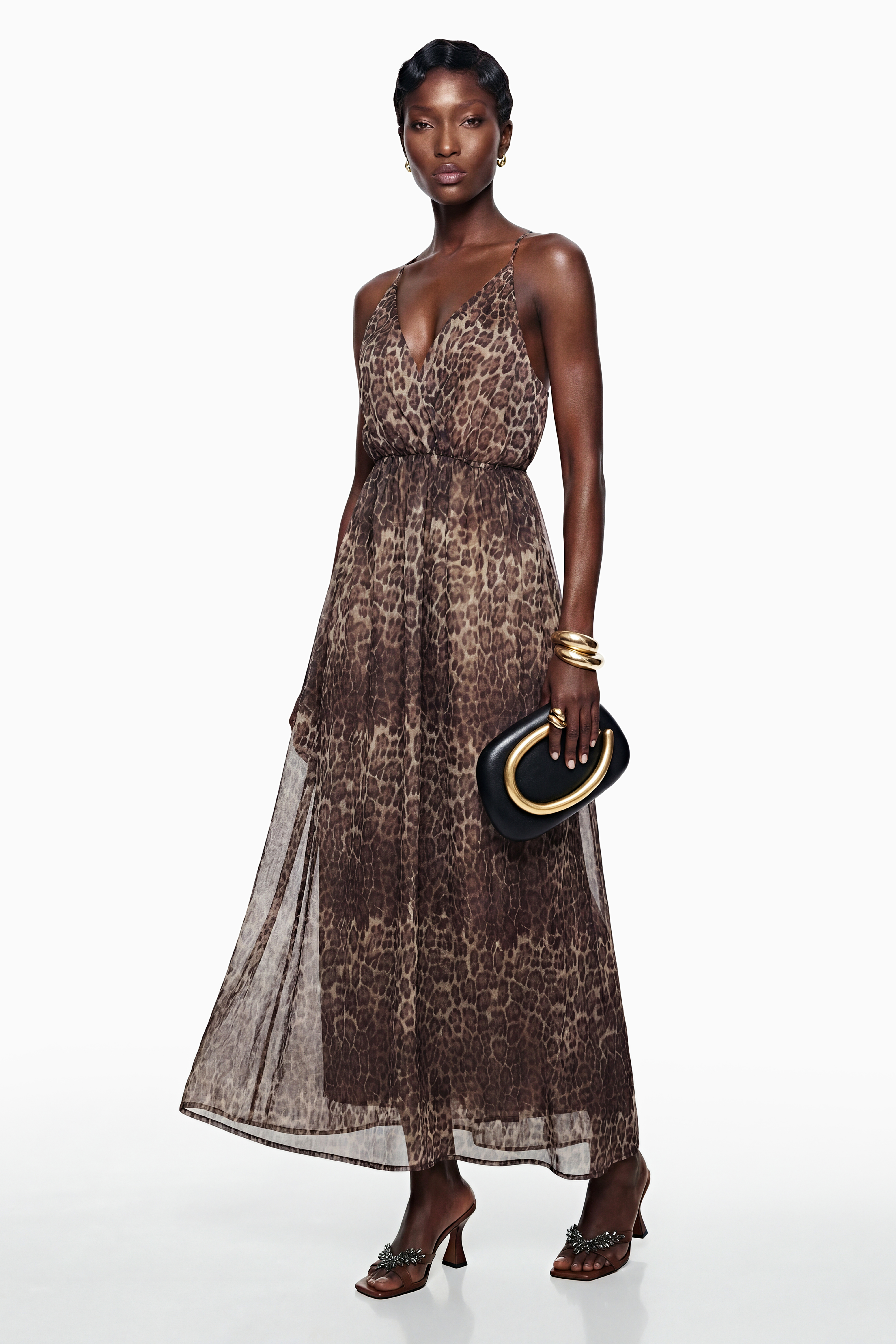 Maxikleid von Peregrine in Braun mit Leopardenmuster