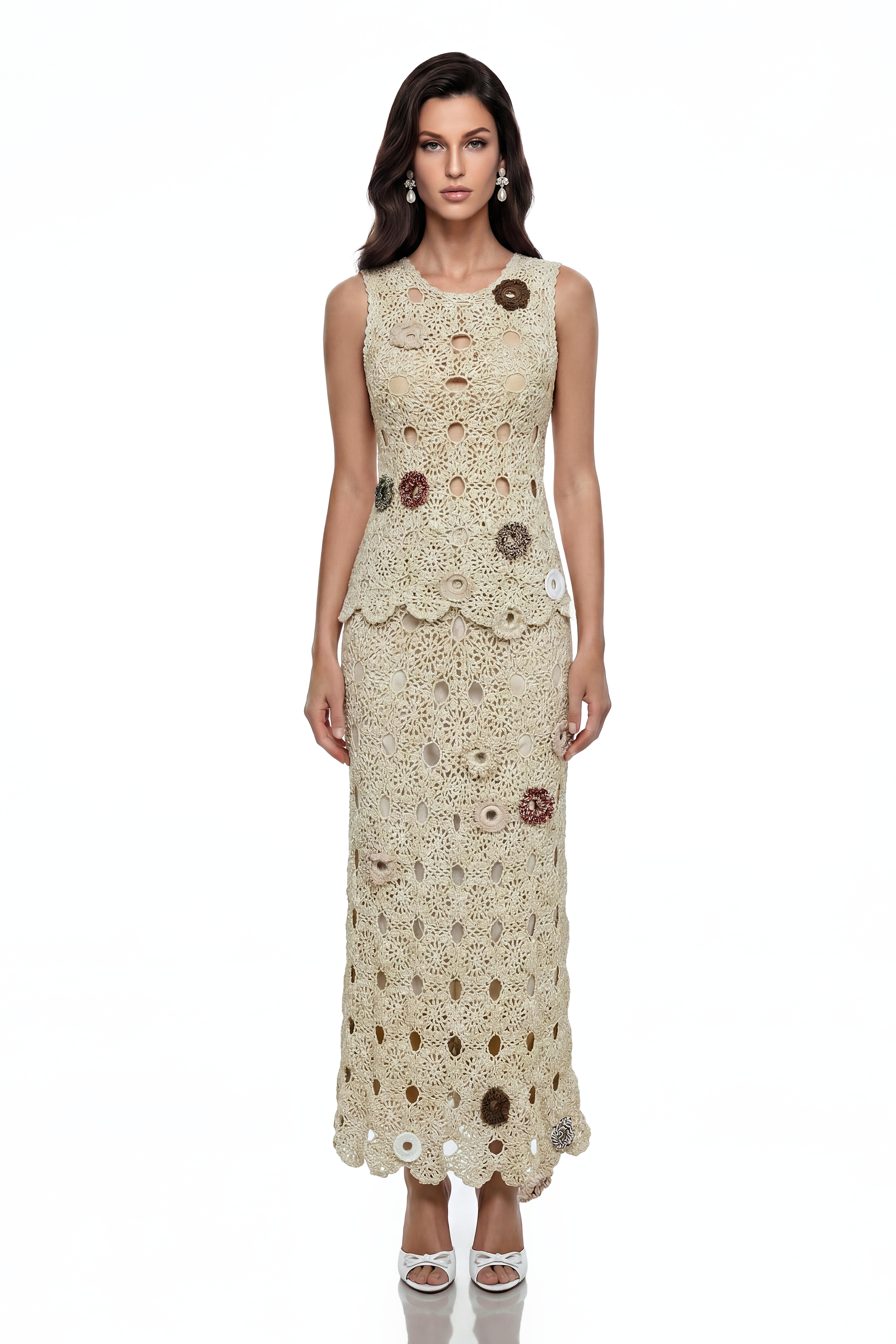 Persephone Green Cut-Out Knit Top & Skirt Set