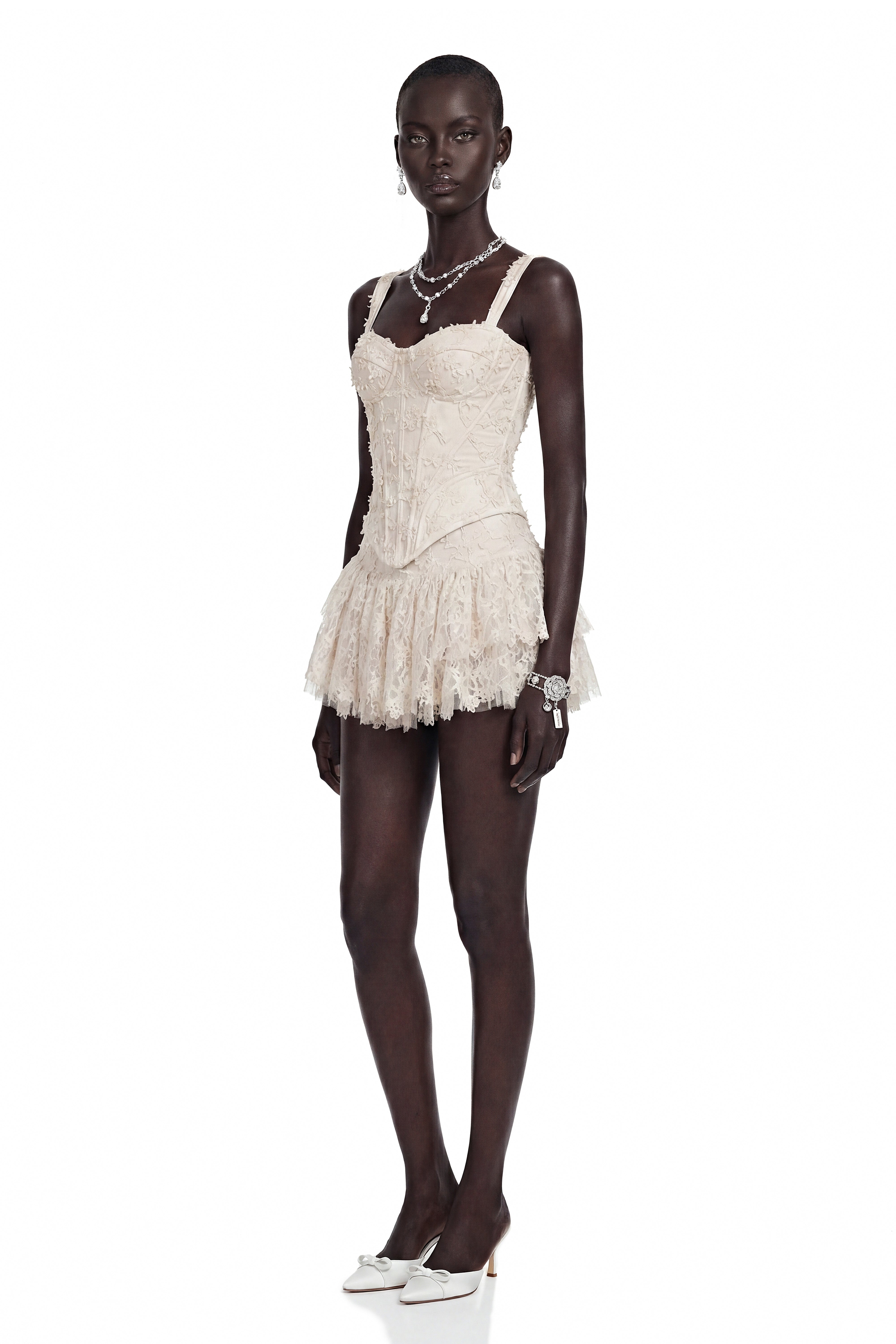 Phaedra Cream Corset Top with 3D Florals