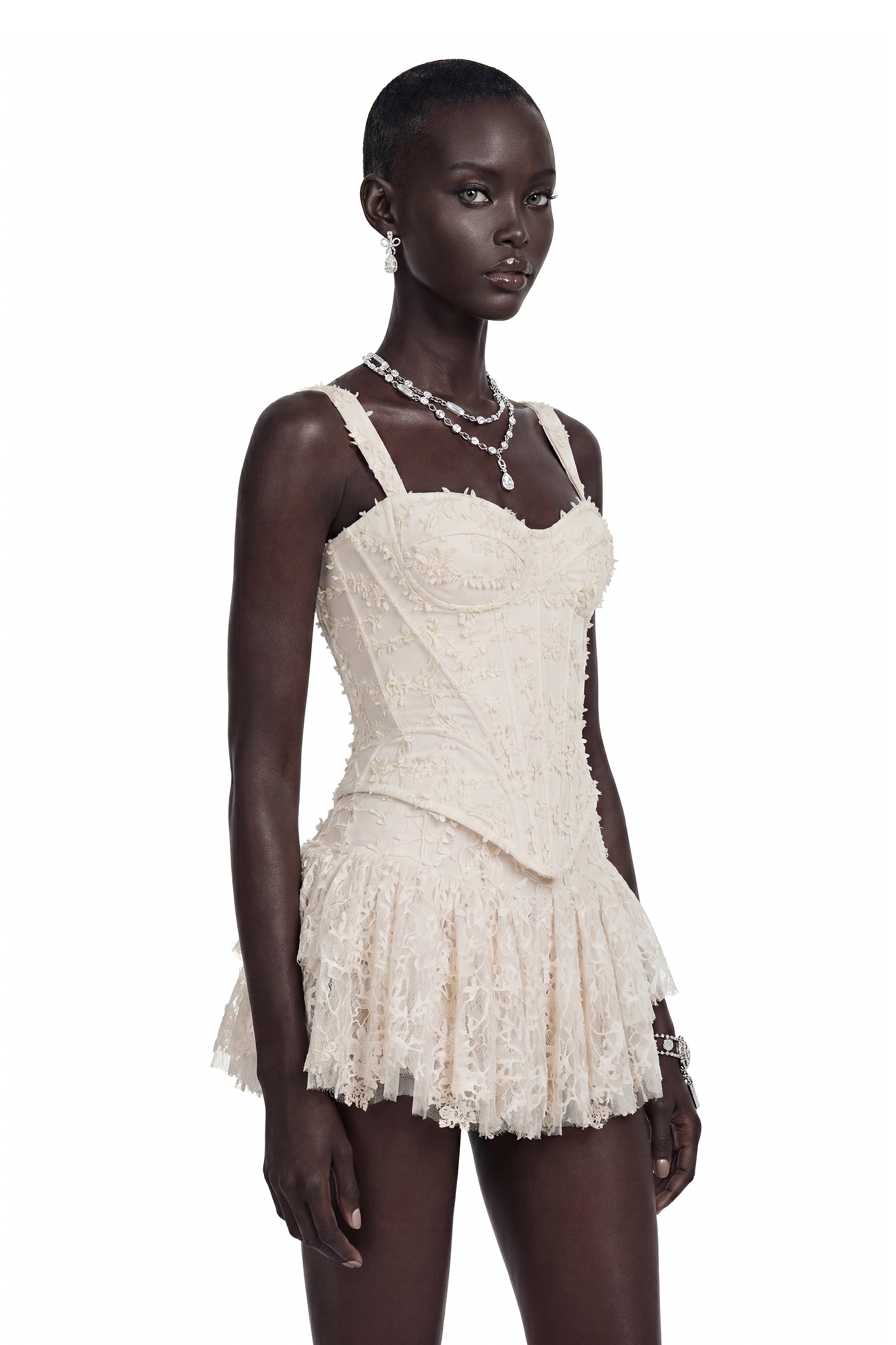 Phaedra Cream Corset Top with 3D Florals