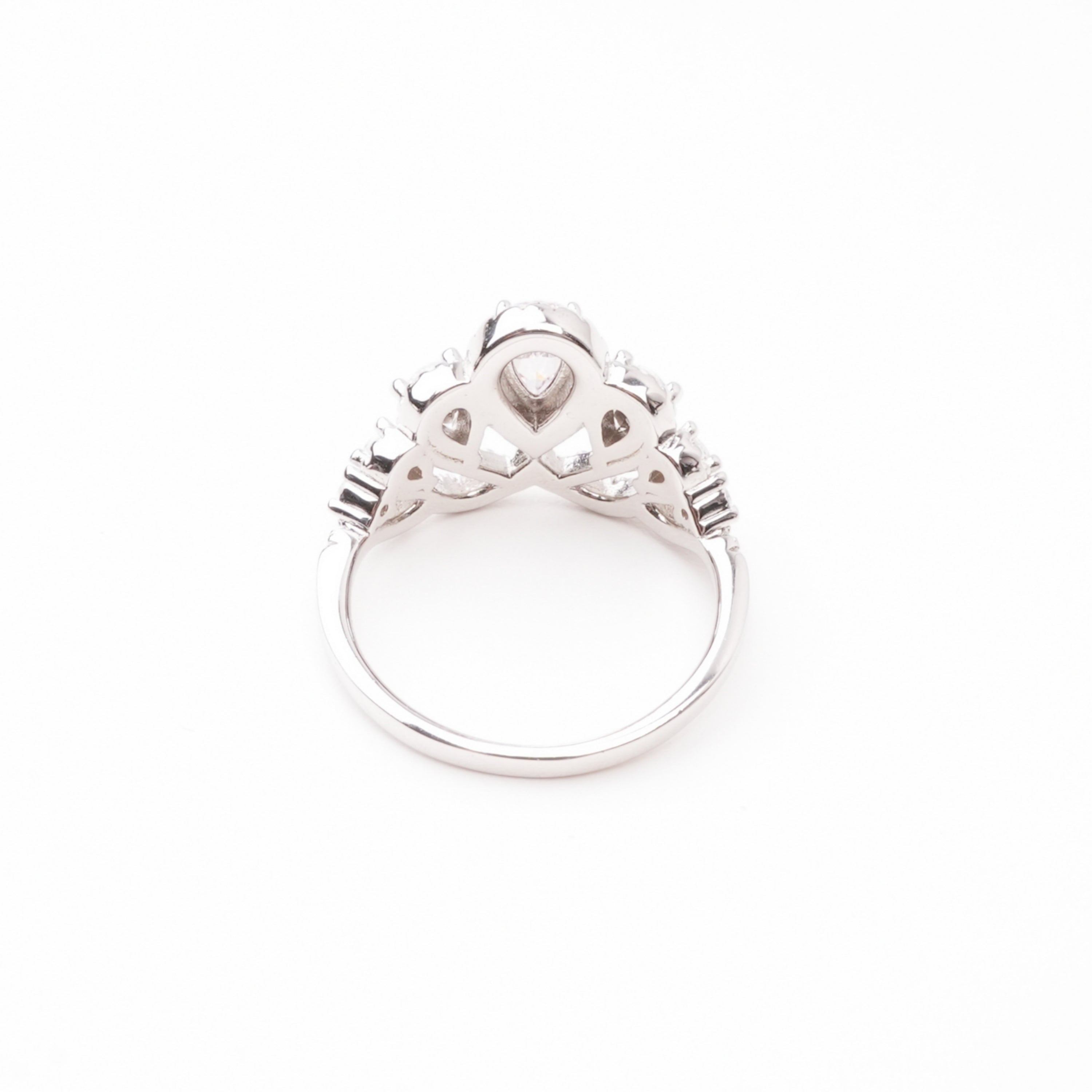Carmen Pink Pear Cut Gemstone Crown Pavé Crystal Sterling Silver Ring