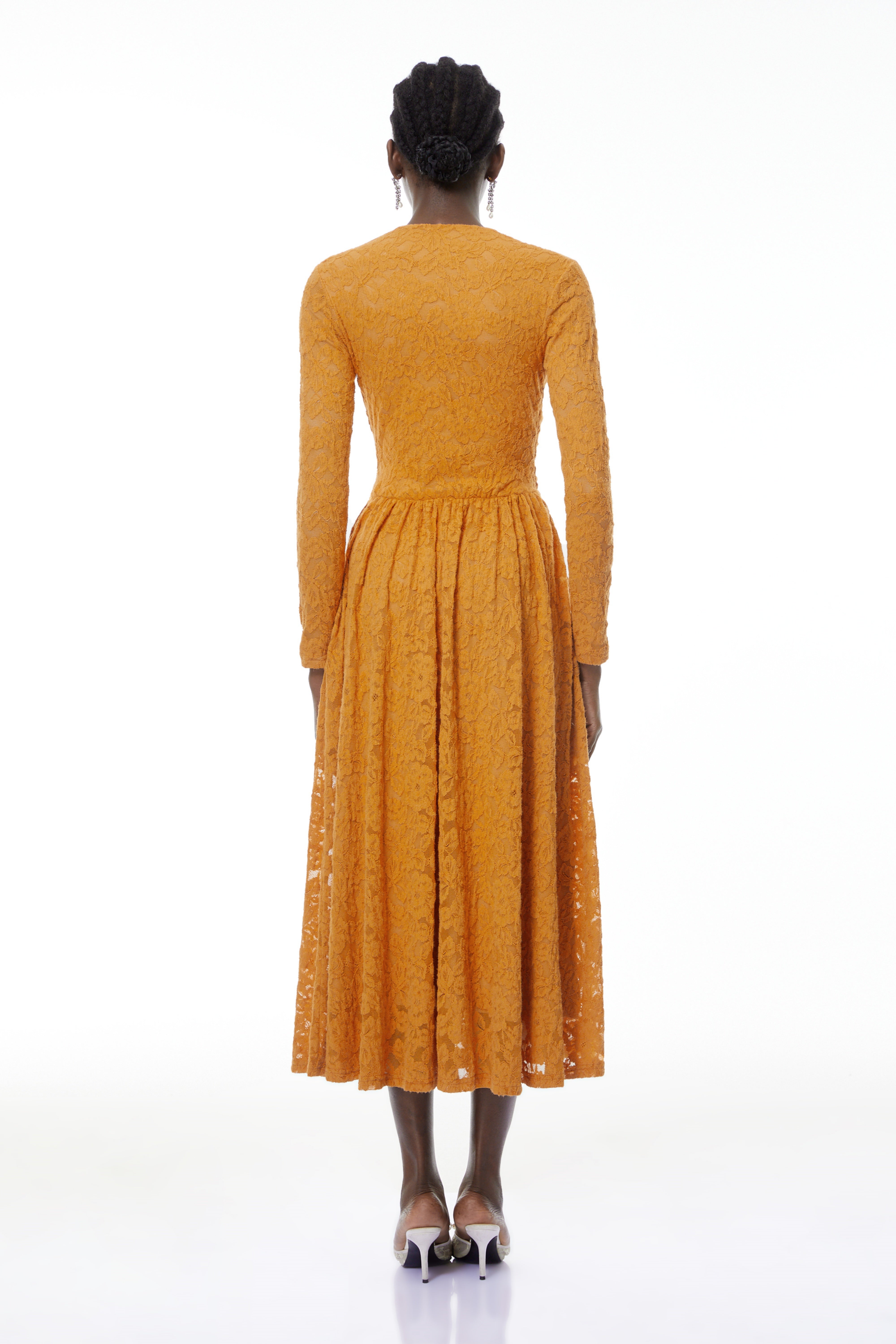 Posie Yellow Floral Lace Ruched Maxi Dress