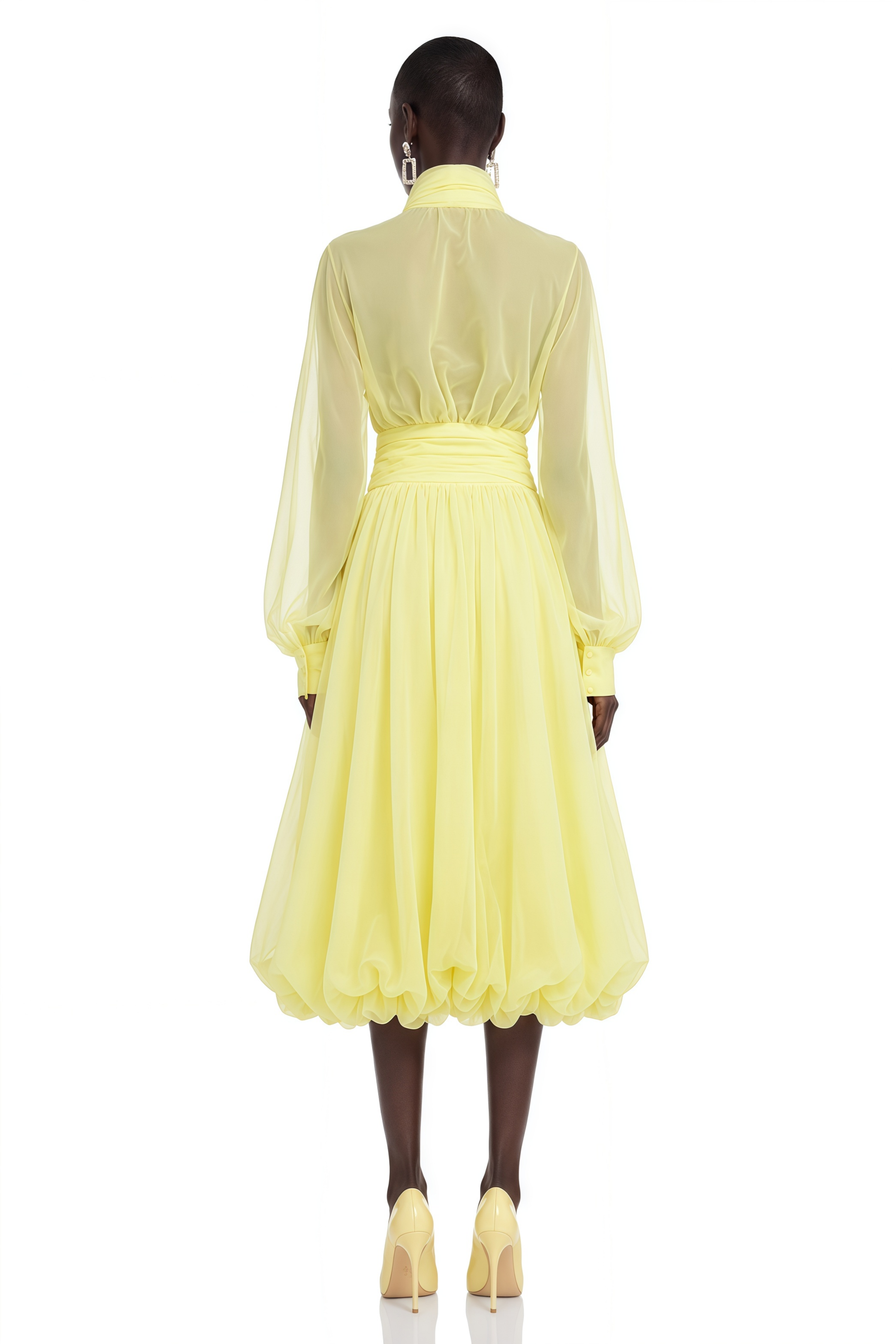 Riley Yellow Draped Tulle Maxi Dress