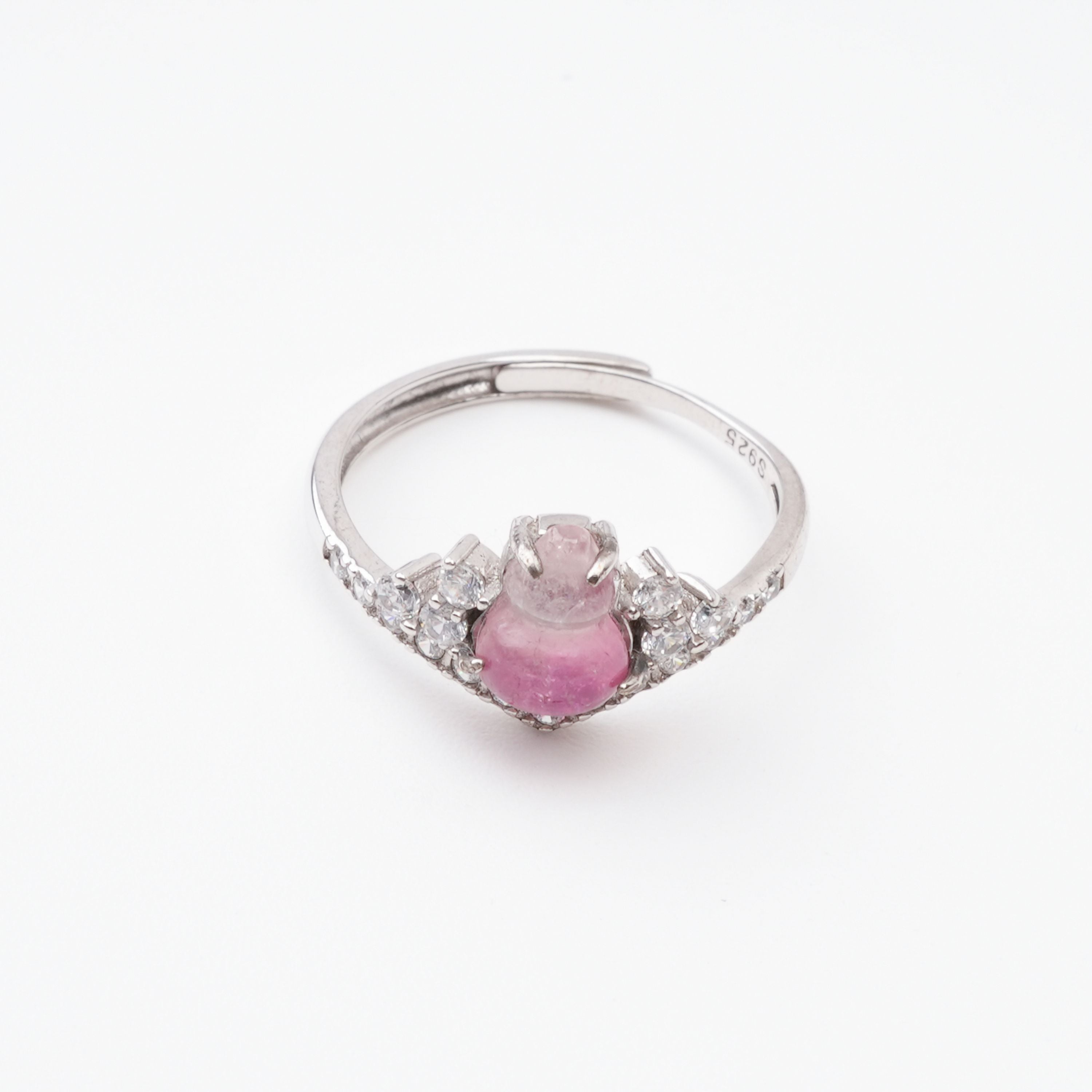 Rosalie Pink Tourmaline Gourd-Cut Crystal Sterling Silver Ring