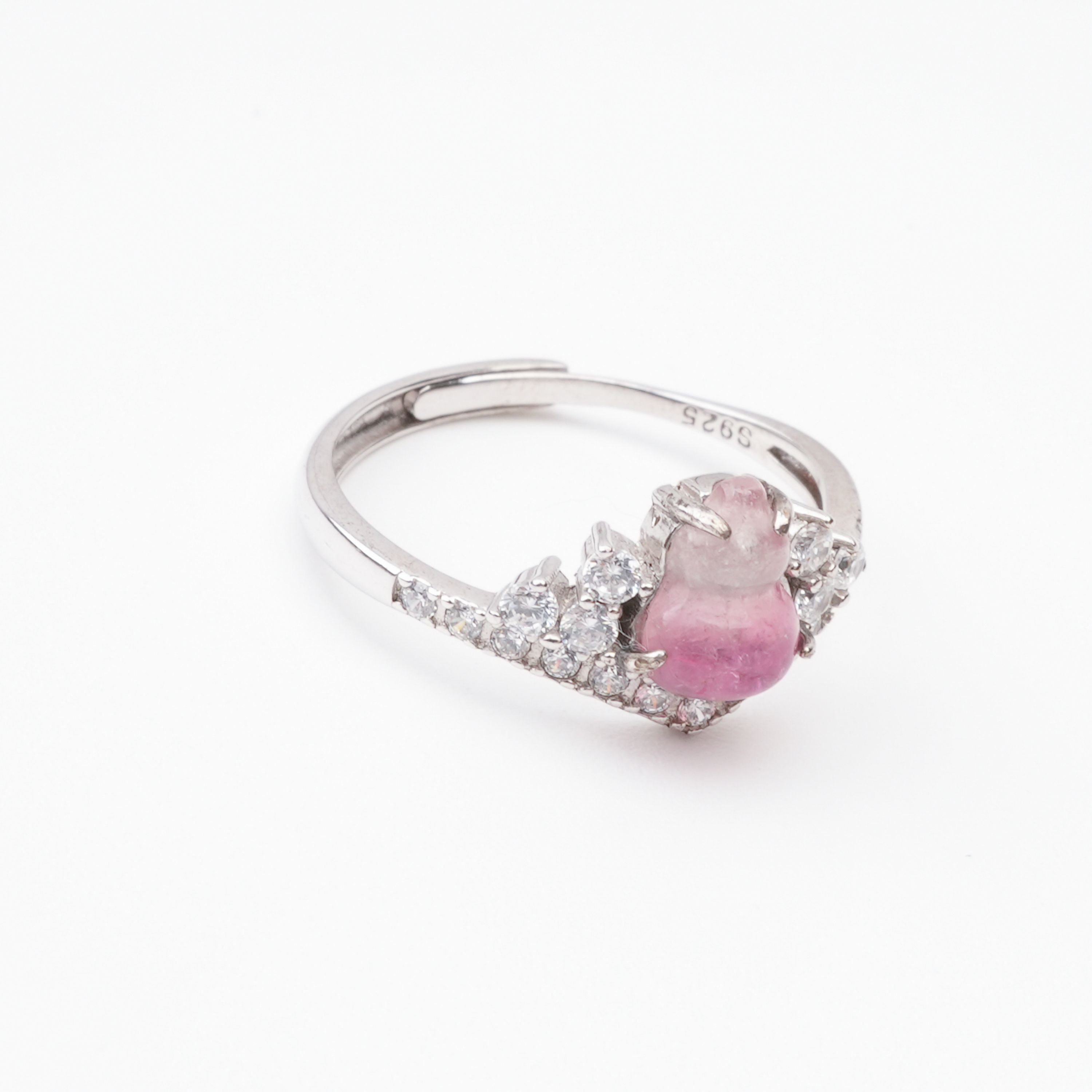 Rosalie Pink Tourmaline Gourd-Cut Crystal Sterling Silver Ring