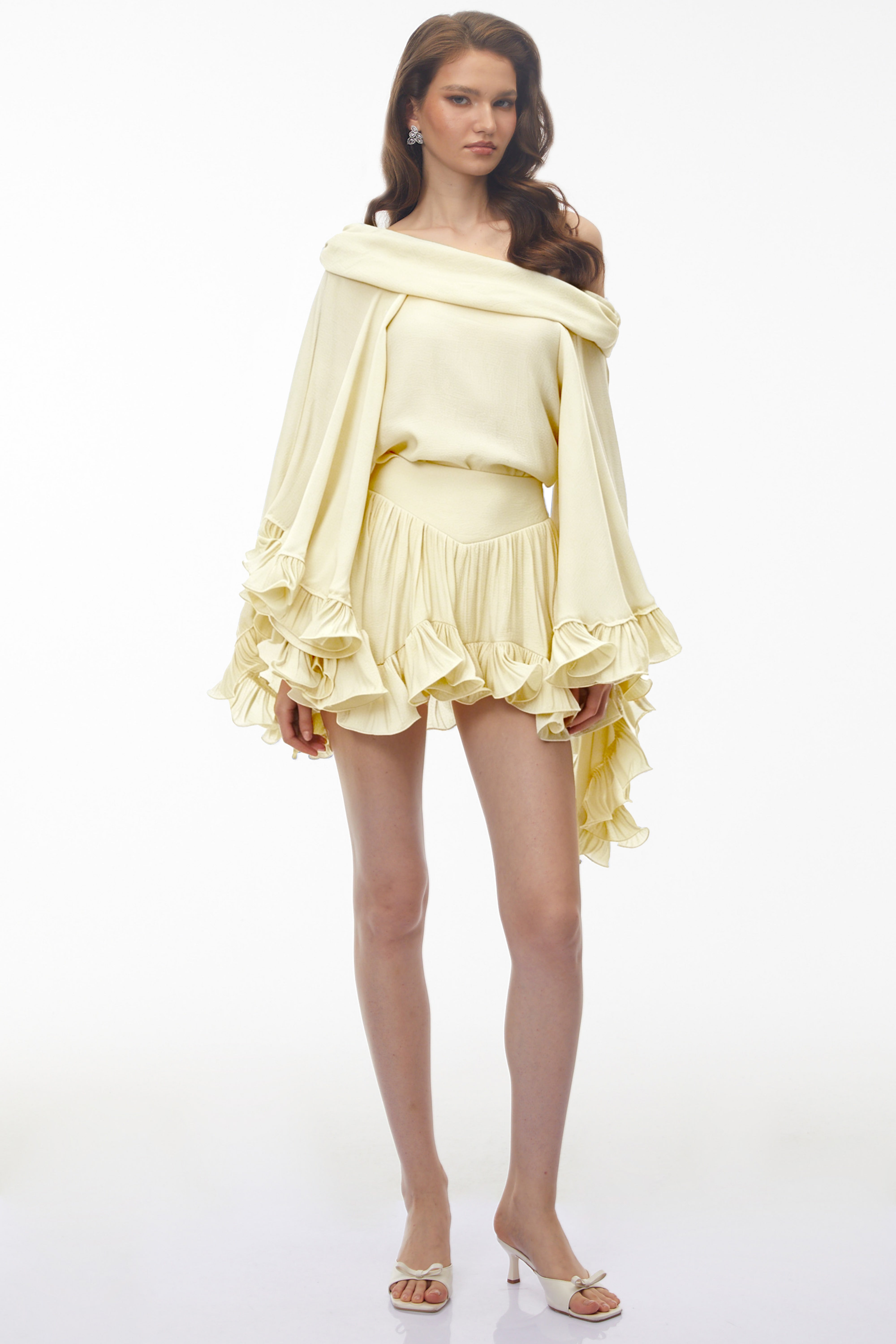 Rowan Cream Off Shoulder Top & Skirt Set