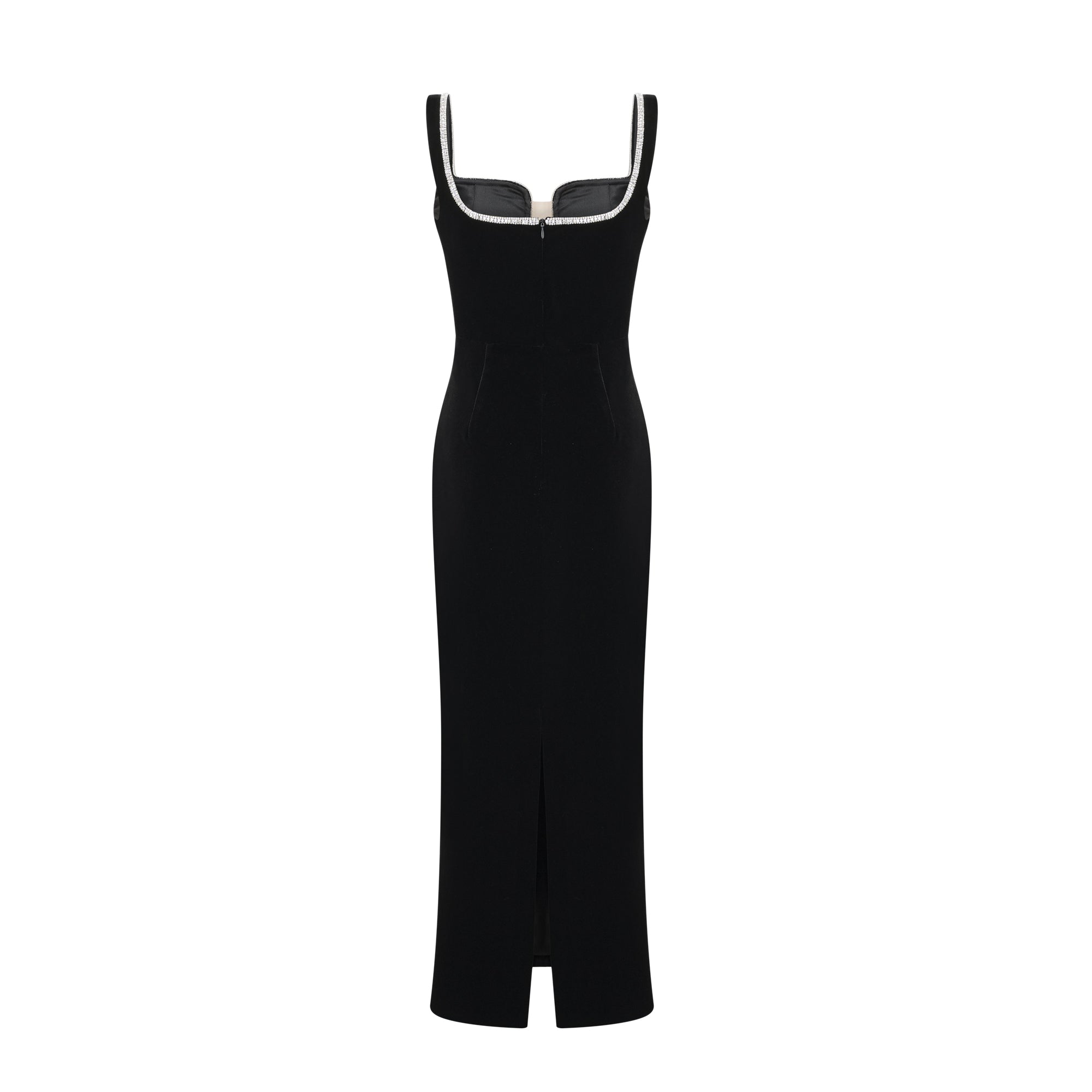 Blanche black U-neck midi dress