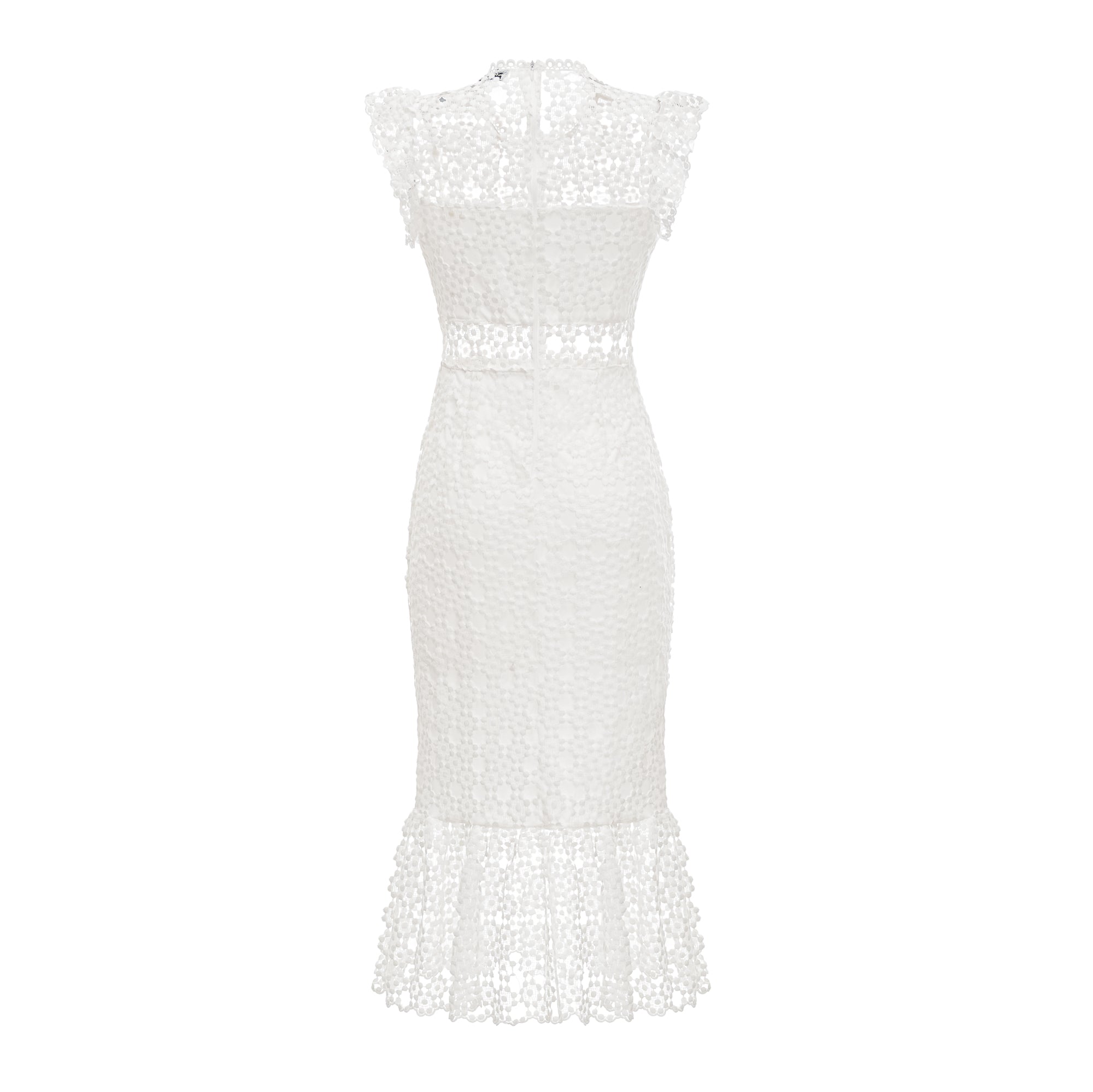 Camille white pierced midi dress