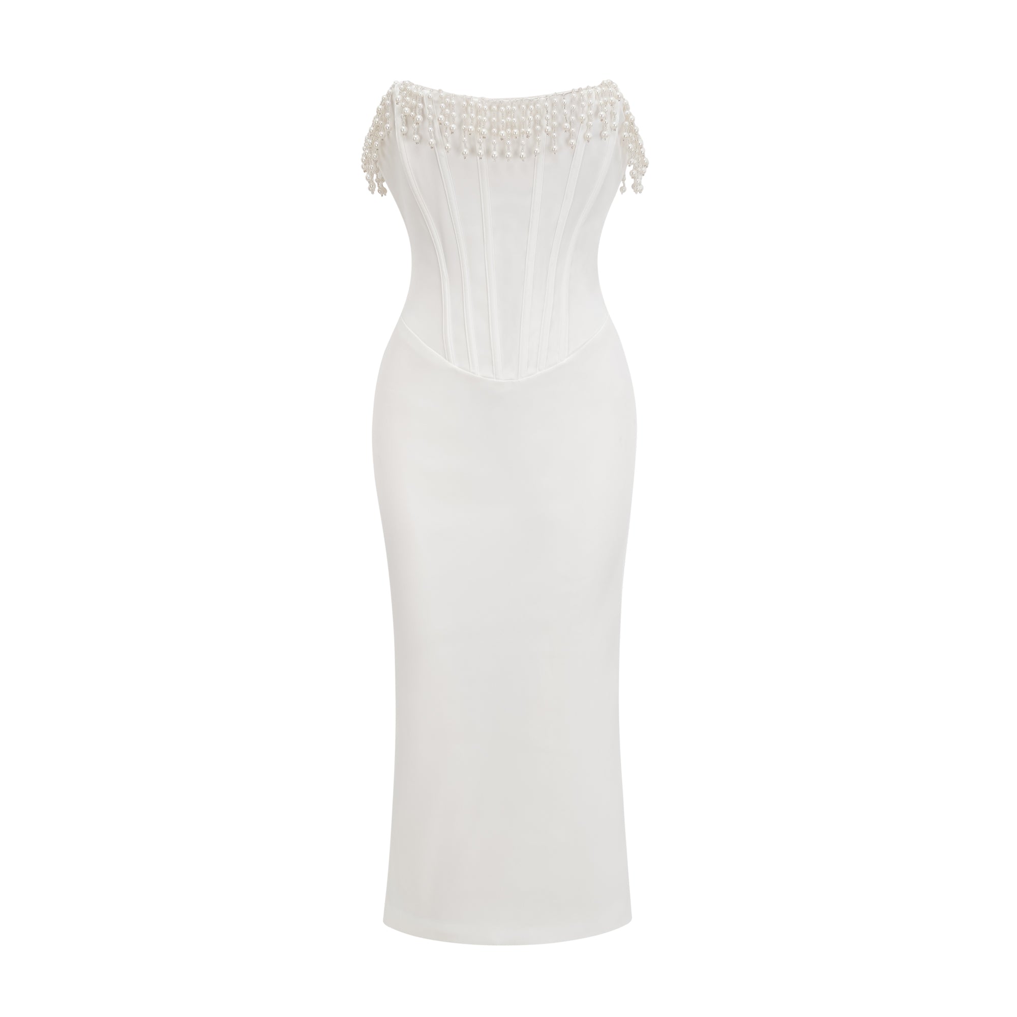 Roseline faux pearl-embellished midi dress