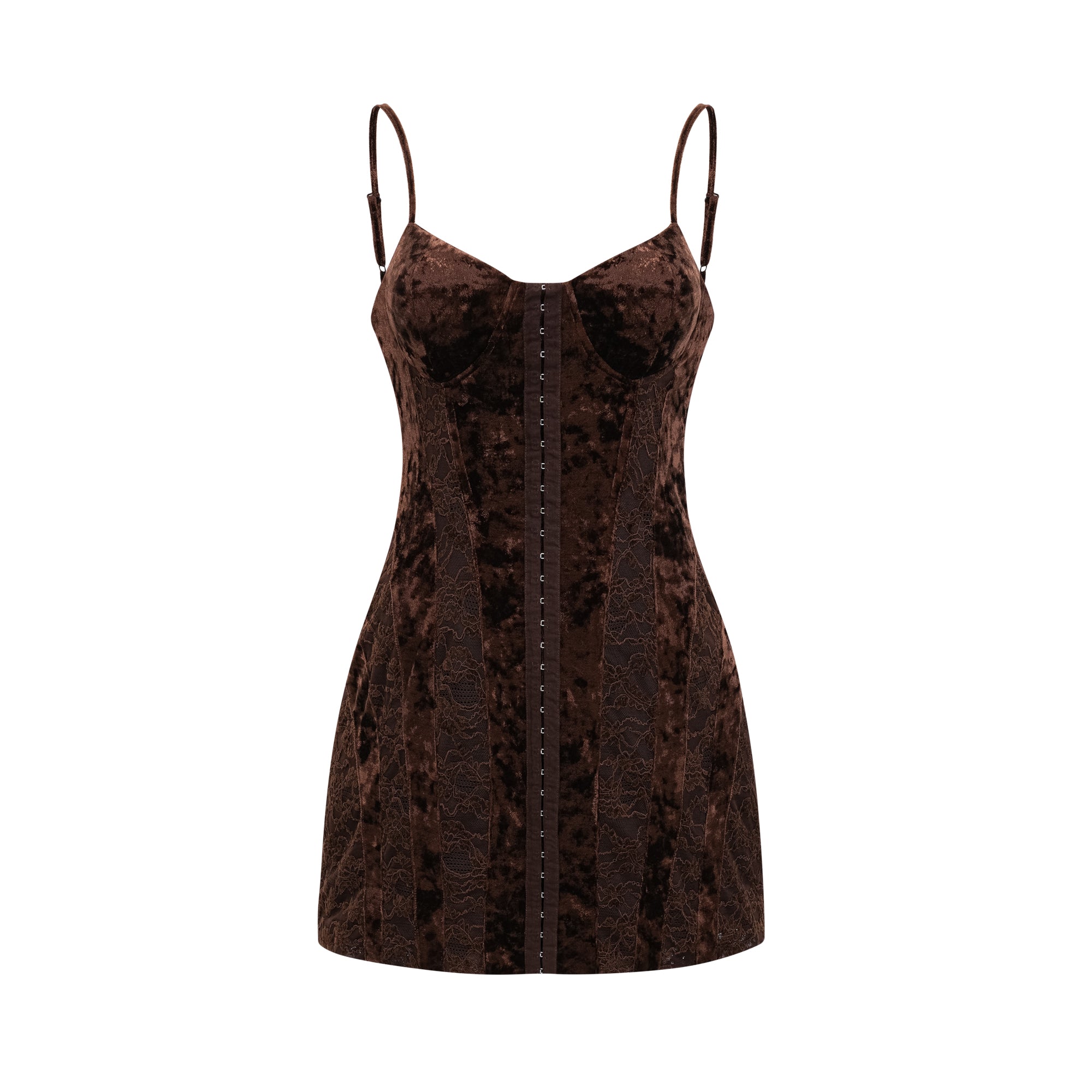 Fleur guipure-lace velvet mini dress