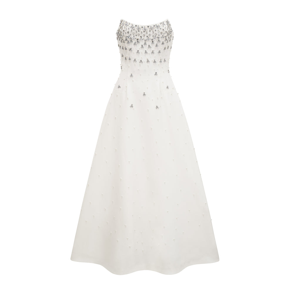 MELISANDE EMBELLISHED MINI  DRESS IN WHITE