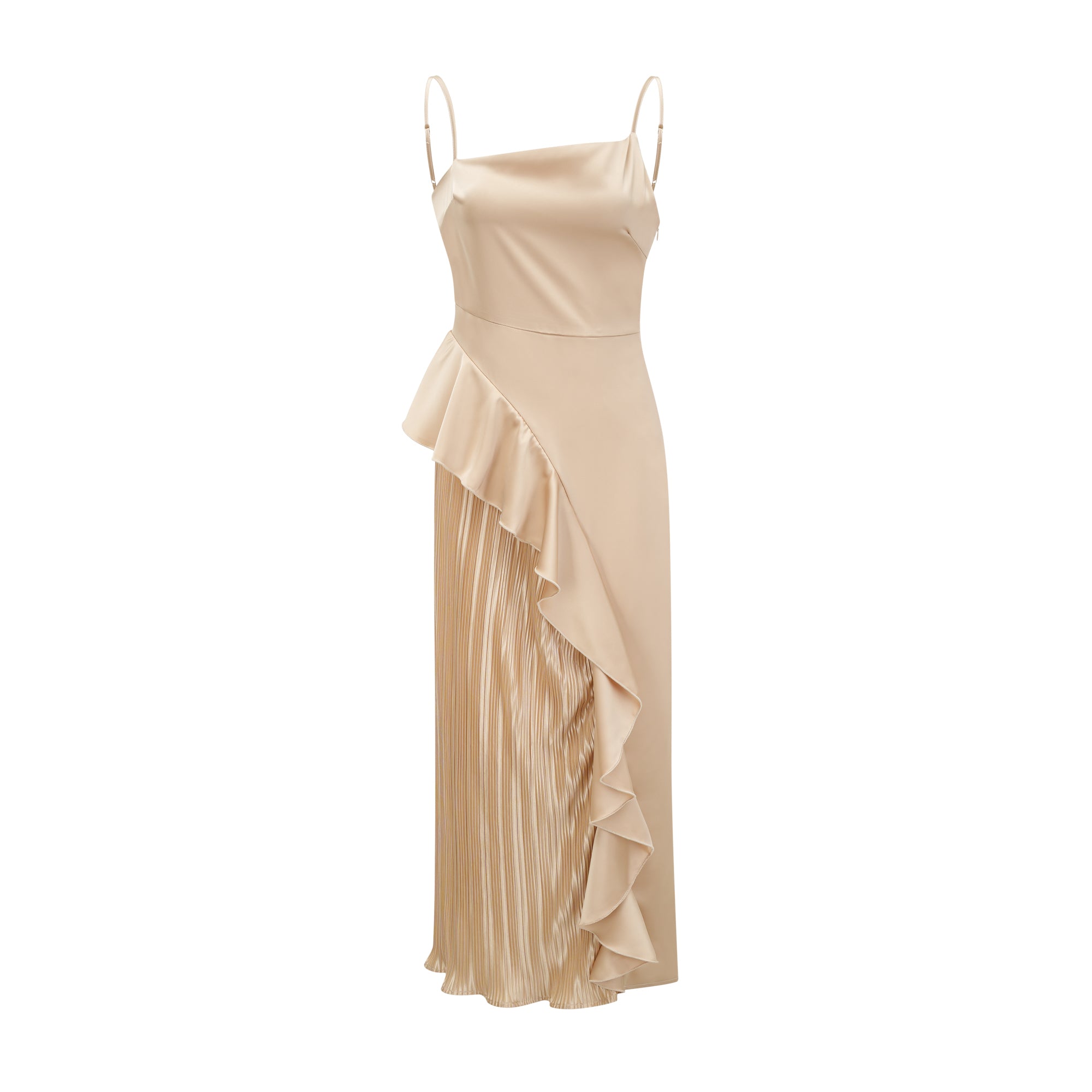 Georgie asymmetric ruffled satin dress