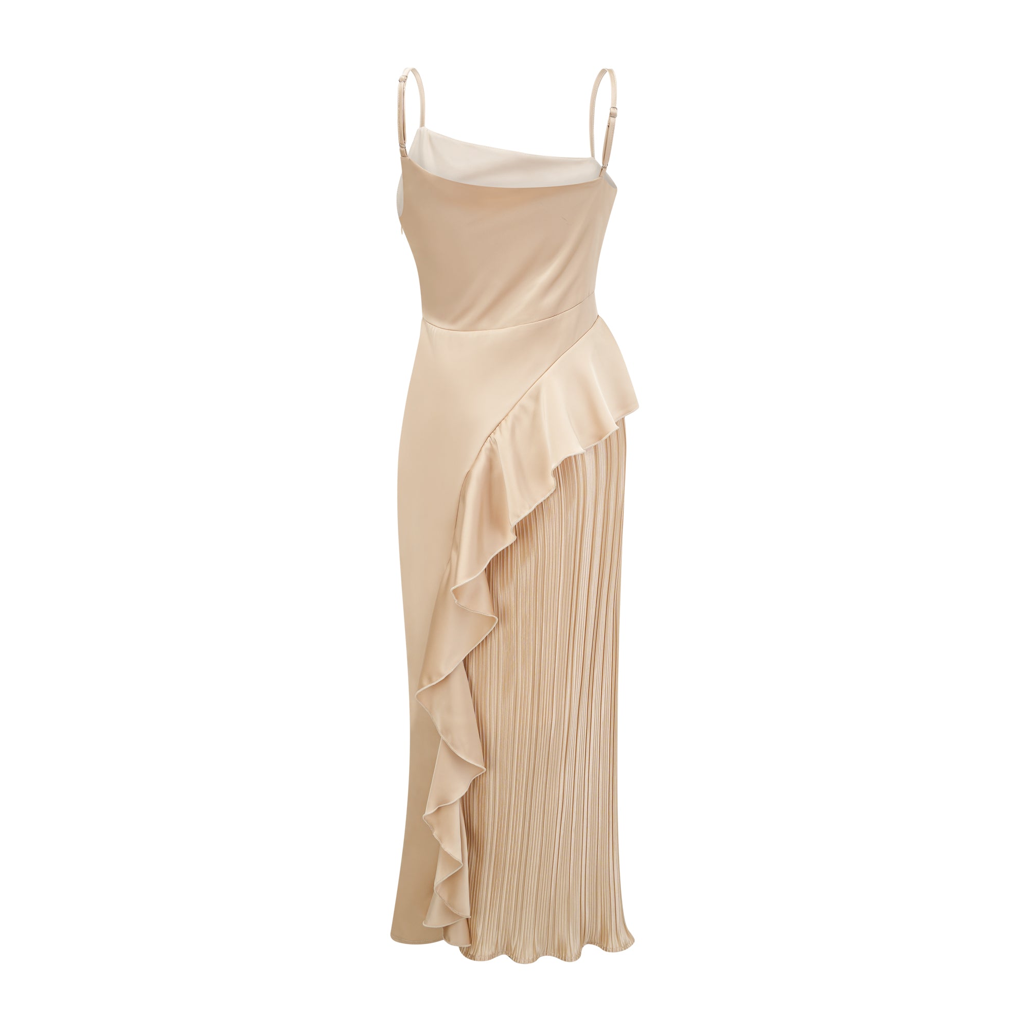 Georgie asymmetric ruffled satin dress