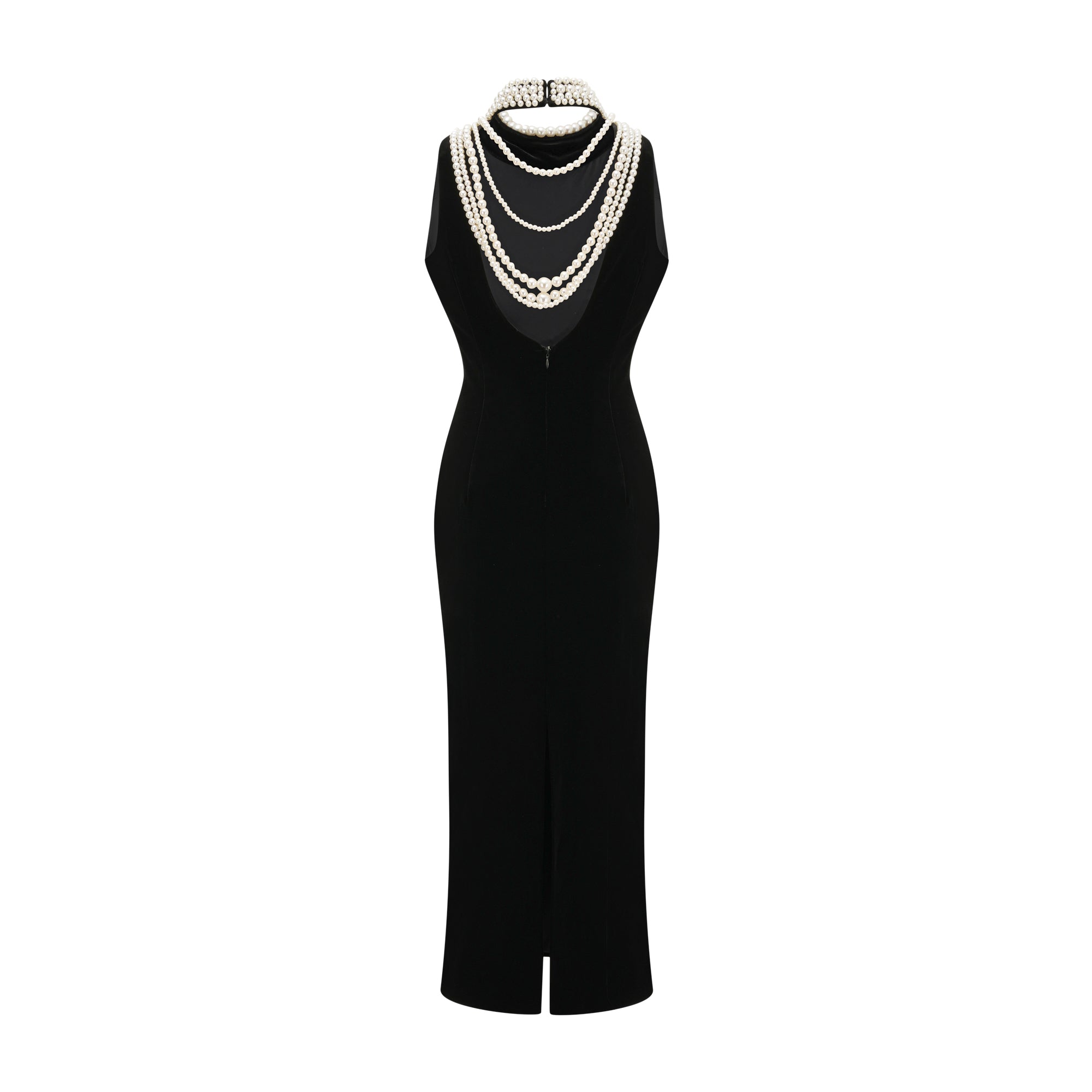 Lucena faux pearl-embellished velvet dress