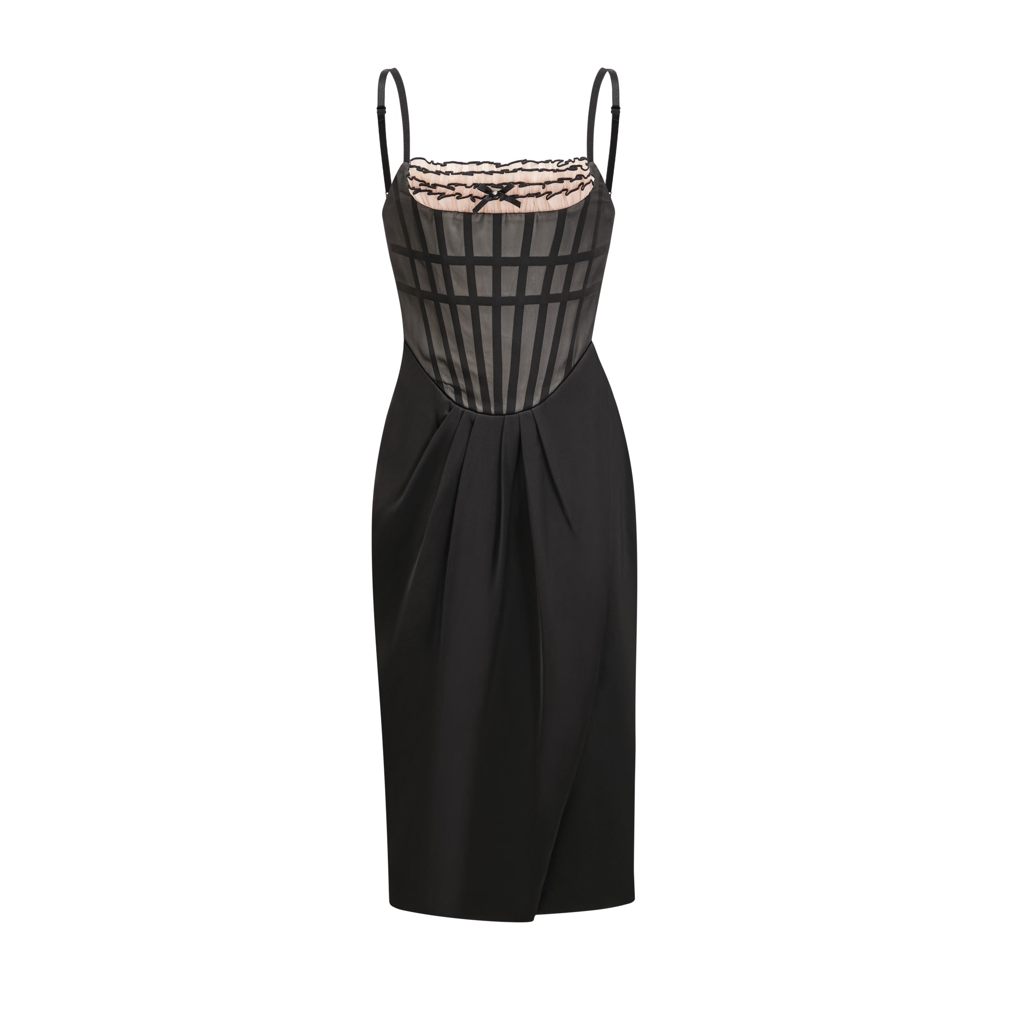 Nadine black corset midi dress