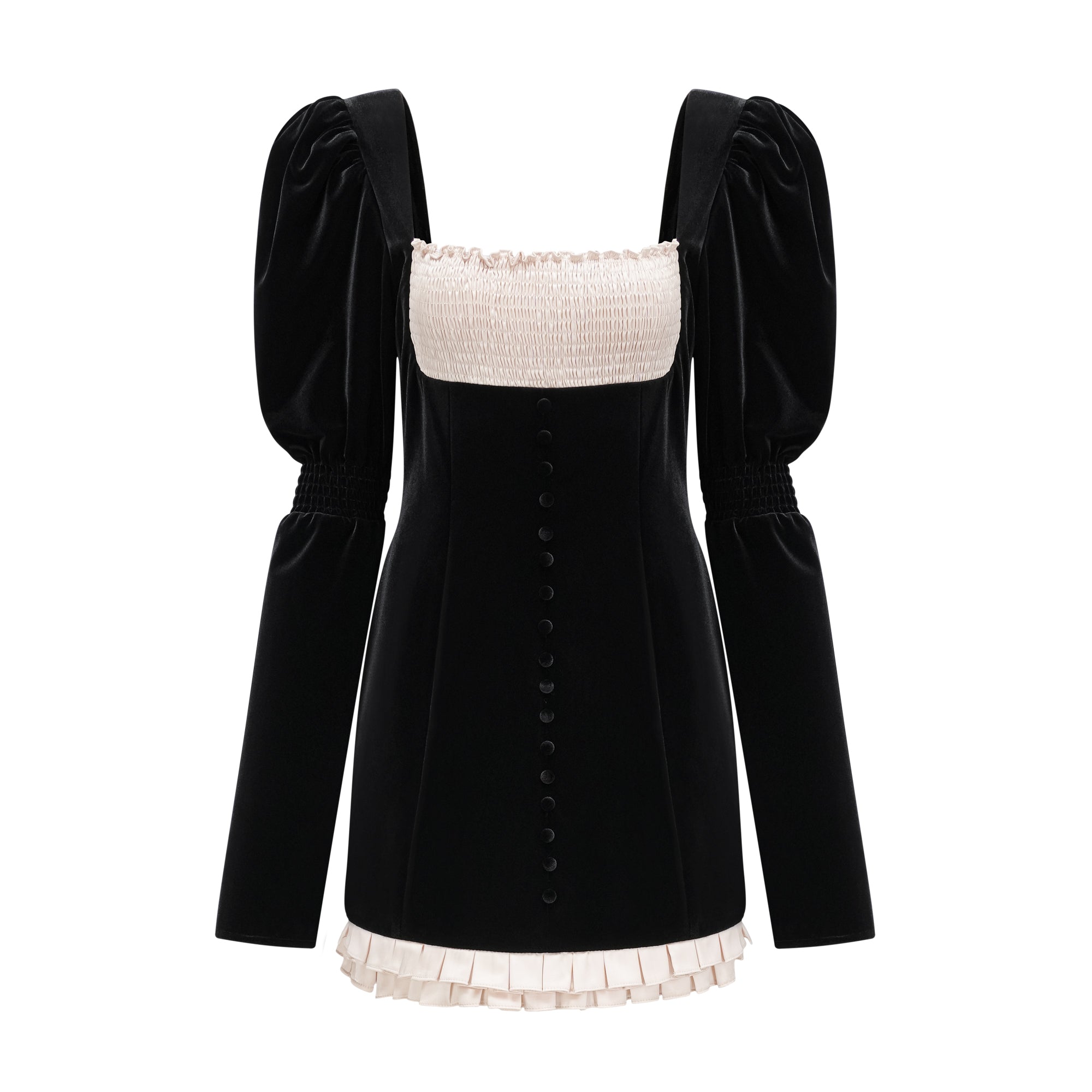 Coralie long-sleeved velvet mini dress
