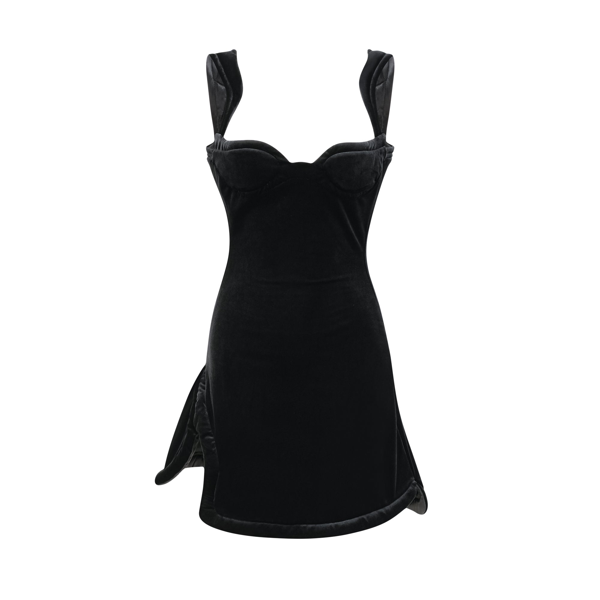 Rowena asymmetric velvet mini dress