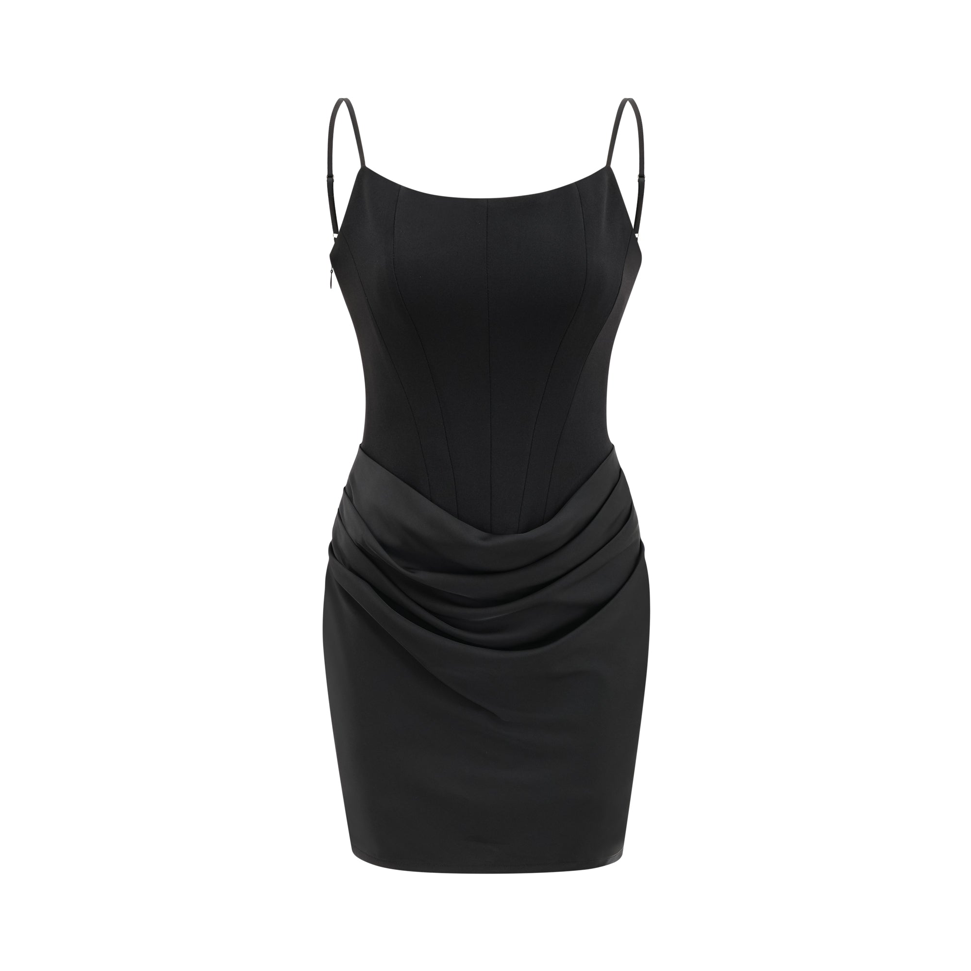 Sylvie black draped mini dress