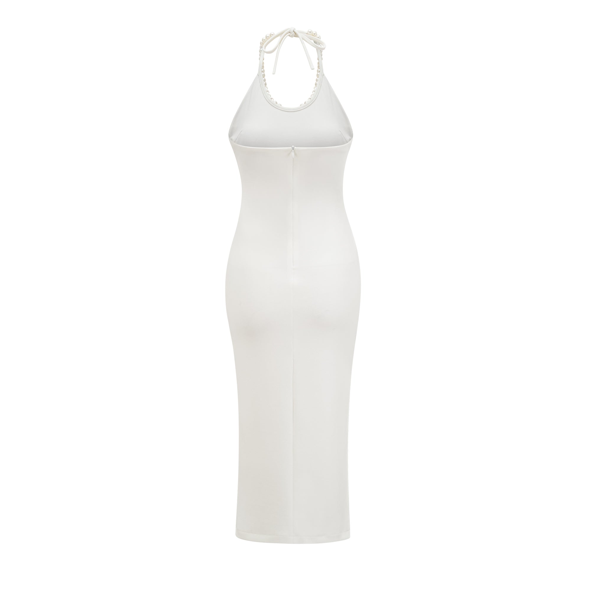 Laria faux-pearl halterneck dress