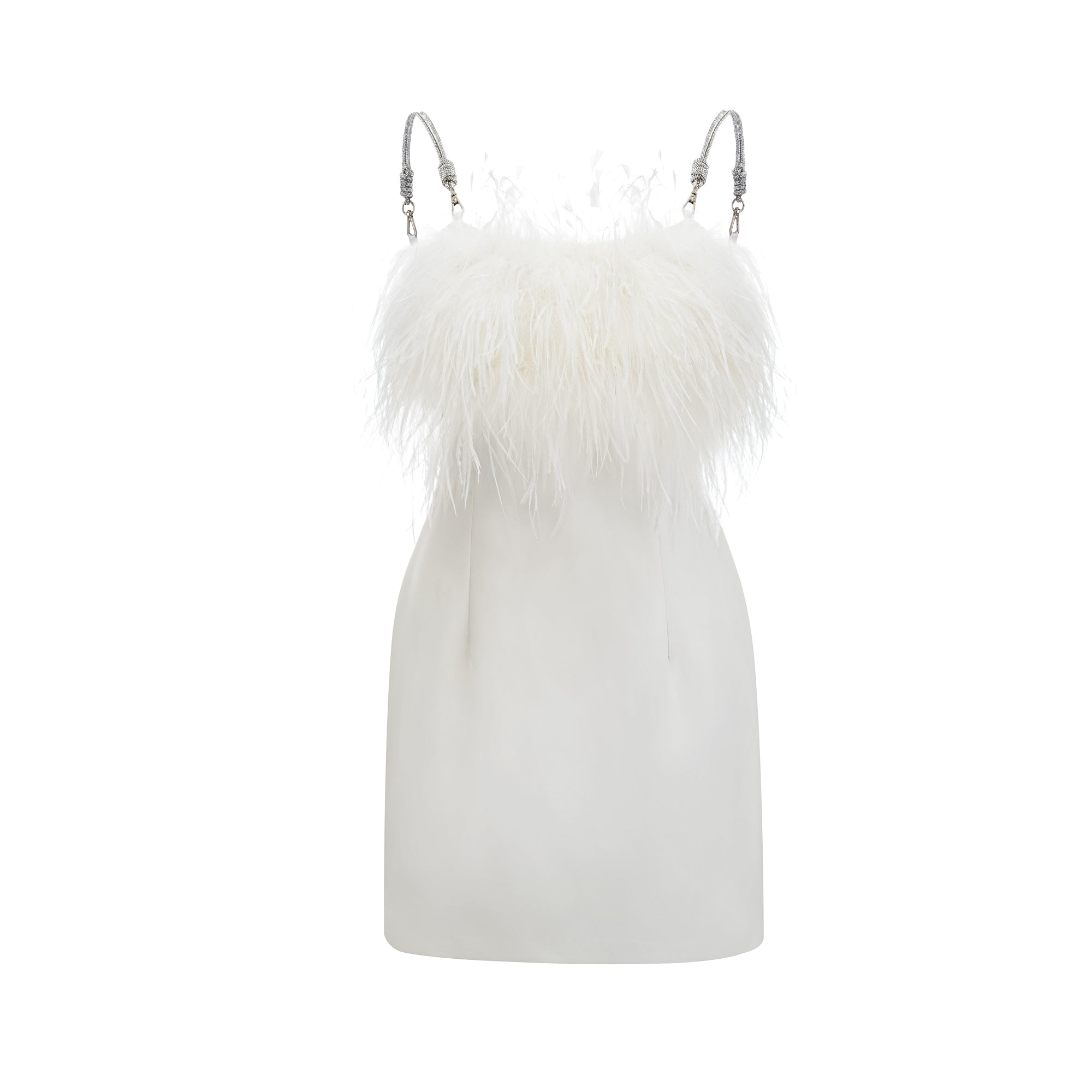 Camille crystal-strap feather-trim dress