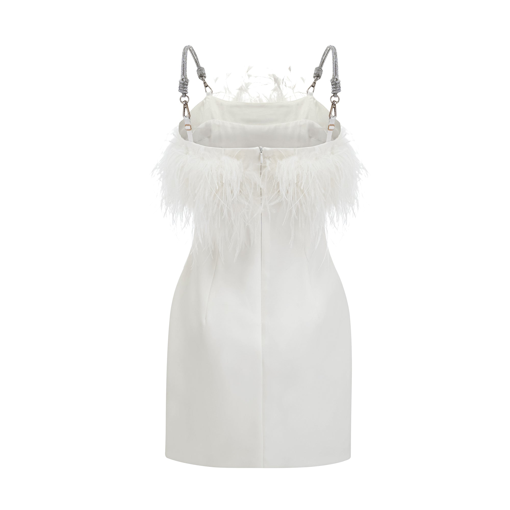 Camille crystal-strap feather-trim dress