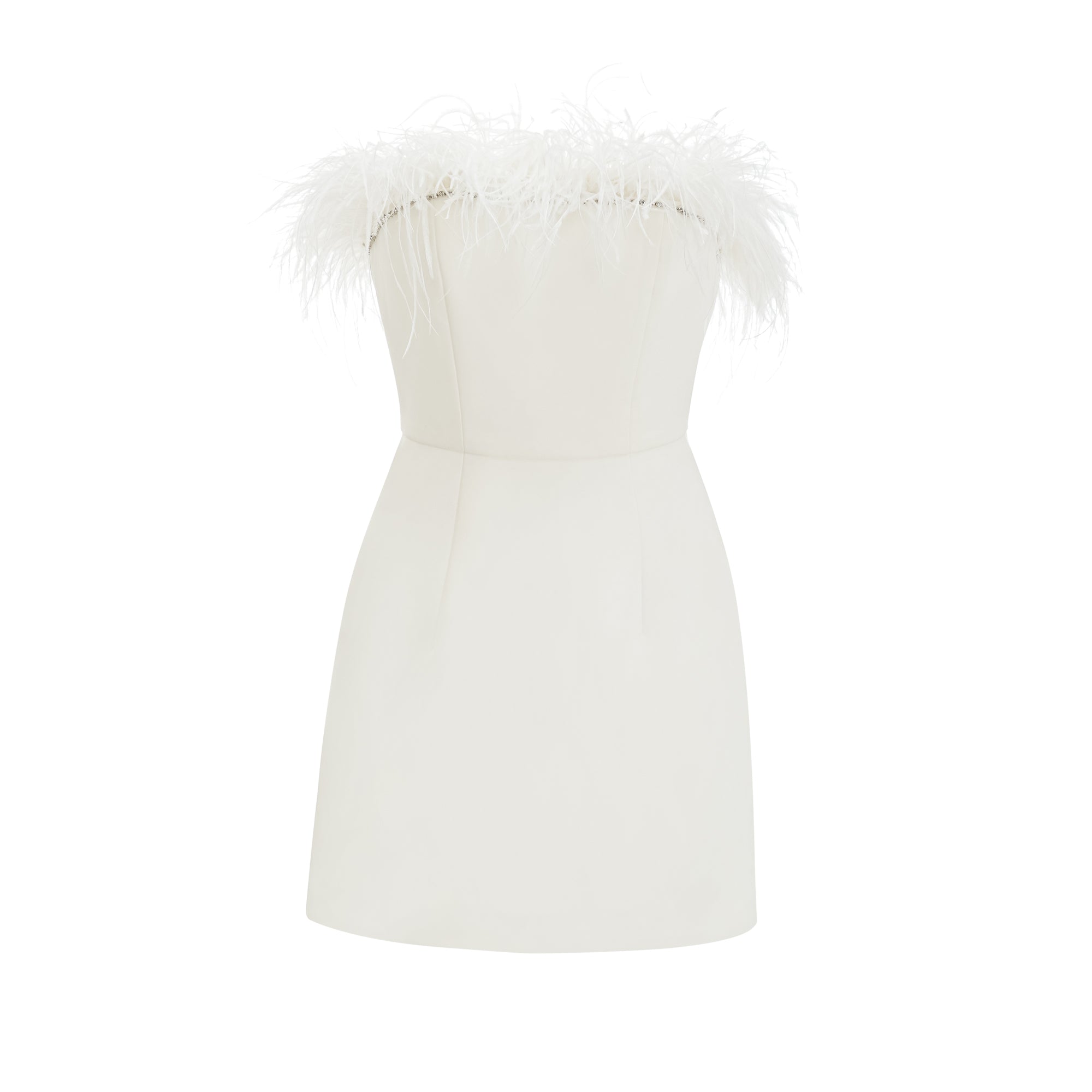 Camille crystal-strap feather-trim dress