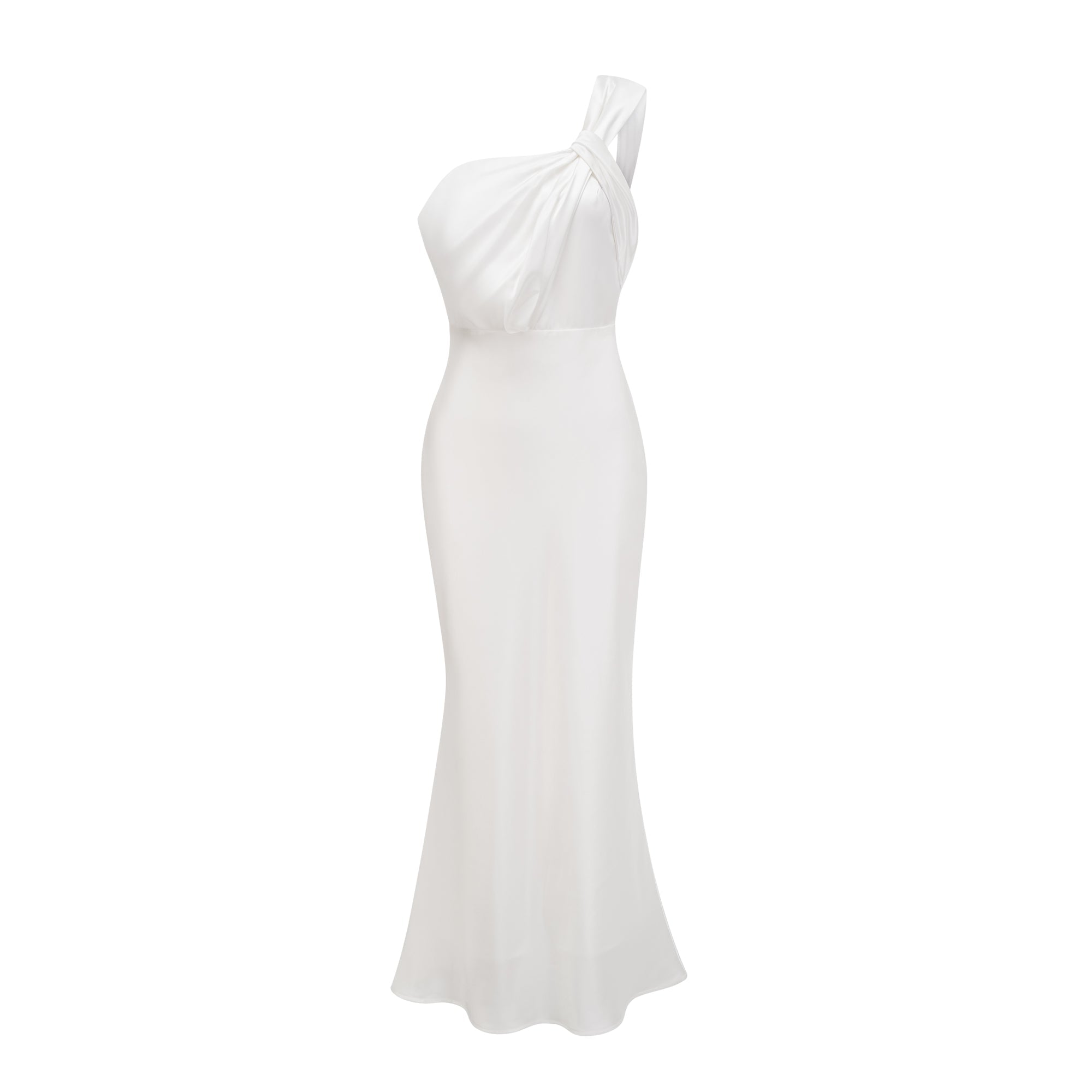 Zoé white mono-shoulder flared maxi dress