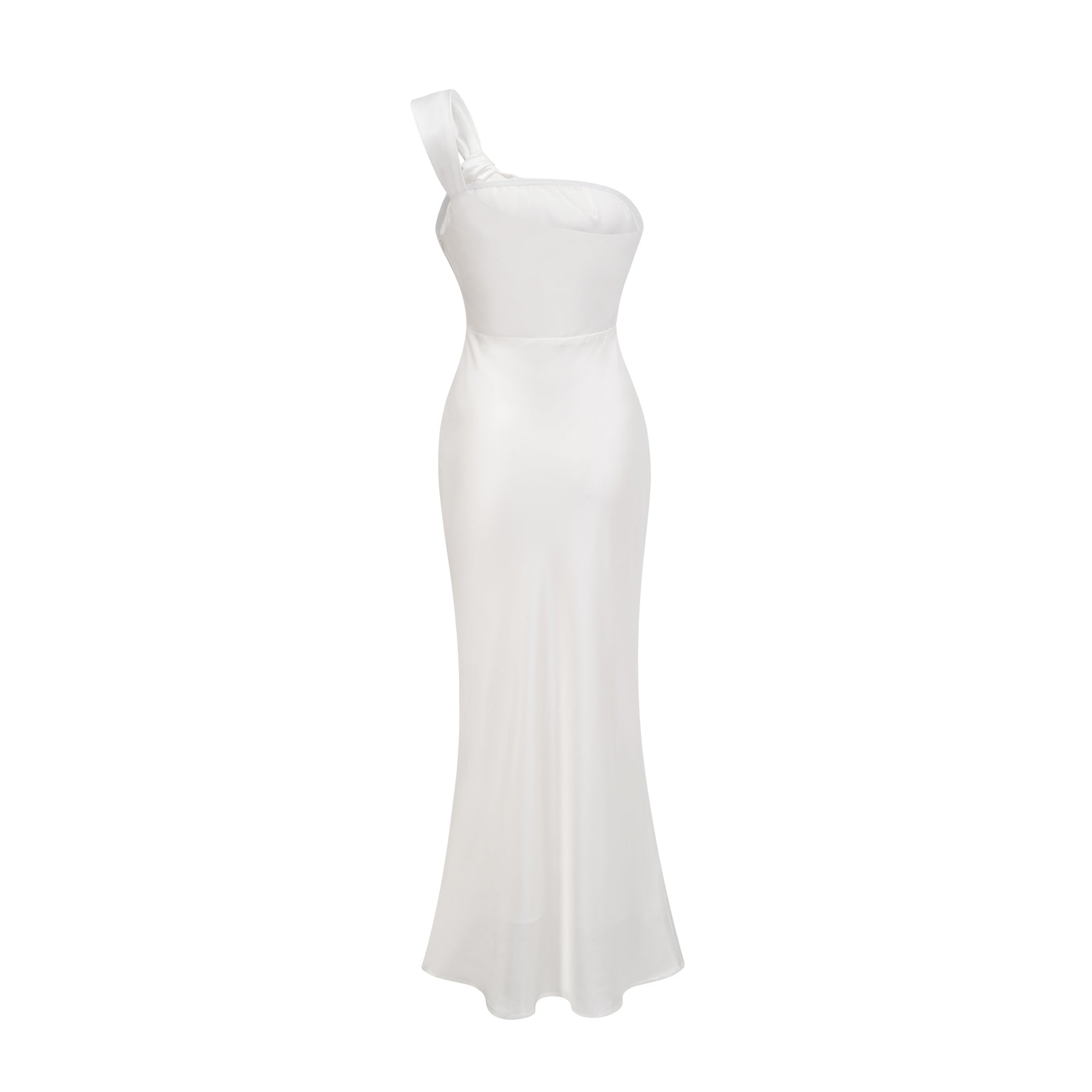 Zoé white mono-shoulder flared maxi dress